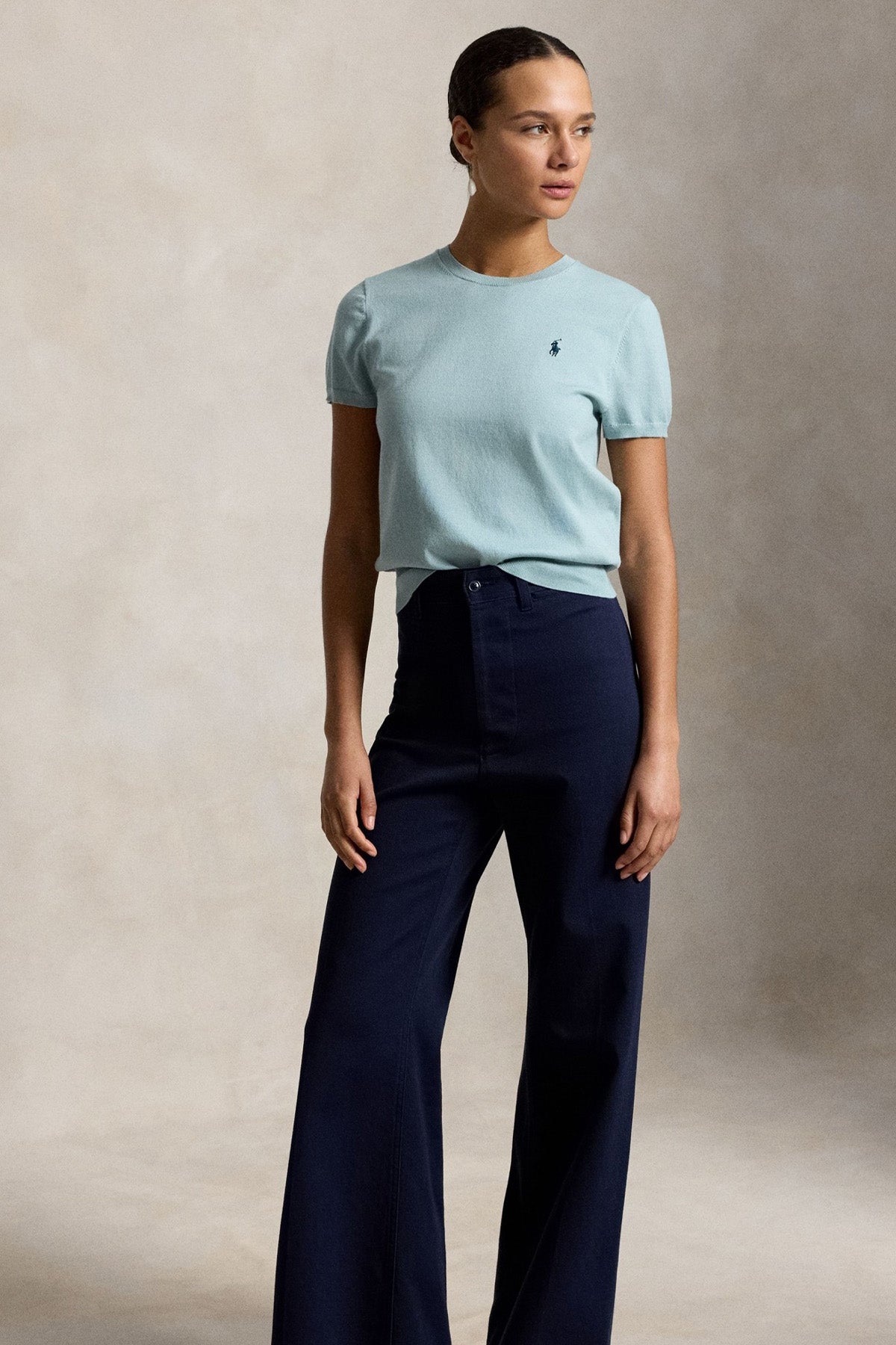 Polo Ralph Lauren Slim Fit Yuvarlak Yaka İnce Örgü Streç Triko
