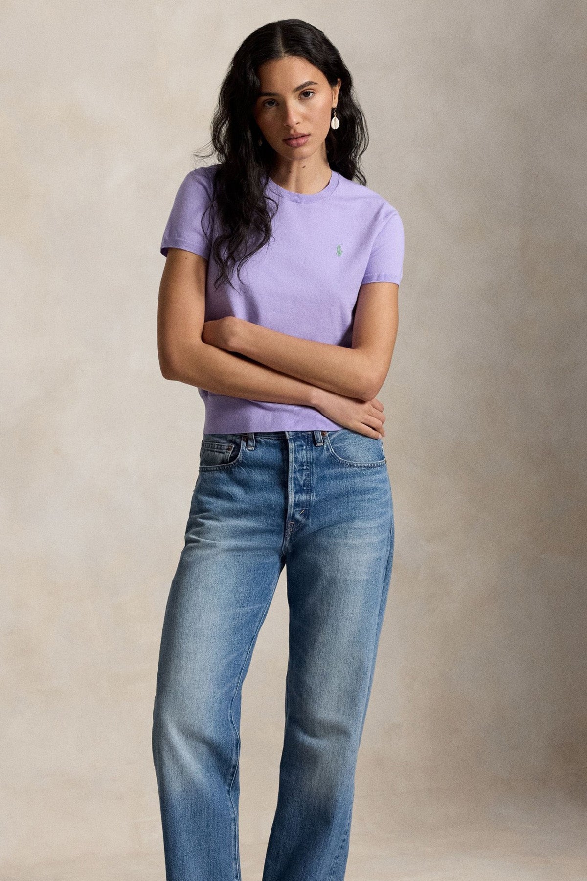 Polo Ralph Lauren Slim Fit Yuvarlak Yaka İnce Örgü Streç Triko