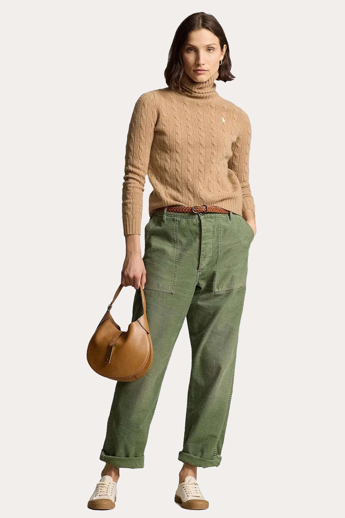 Polo Ralph Lauren Balıkçı Yaka Kaşmir Saç Örgü Yün Triko