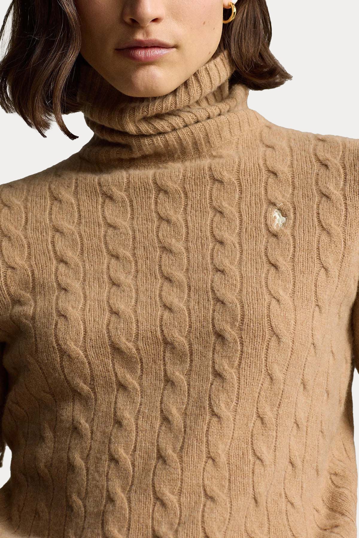 Polo Ralph Lauren Balıkçı Yaka Kaşmir Saç Örgü Yün Triko