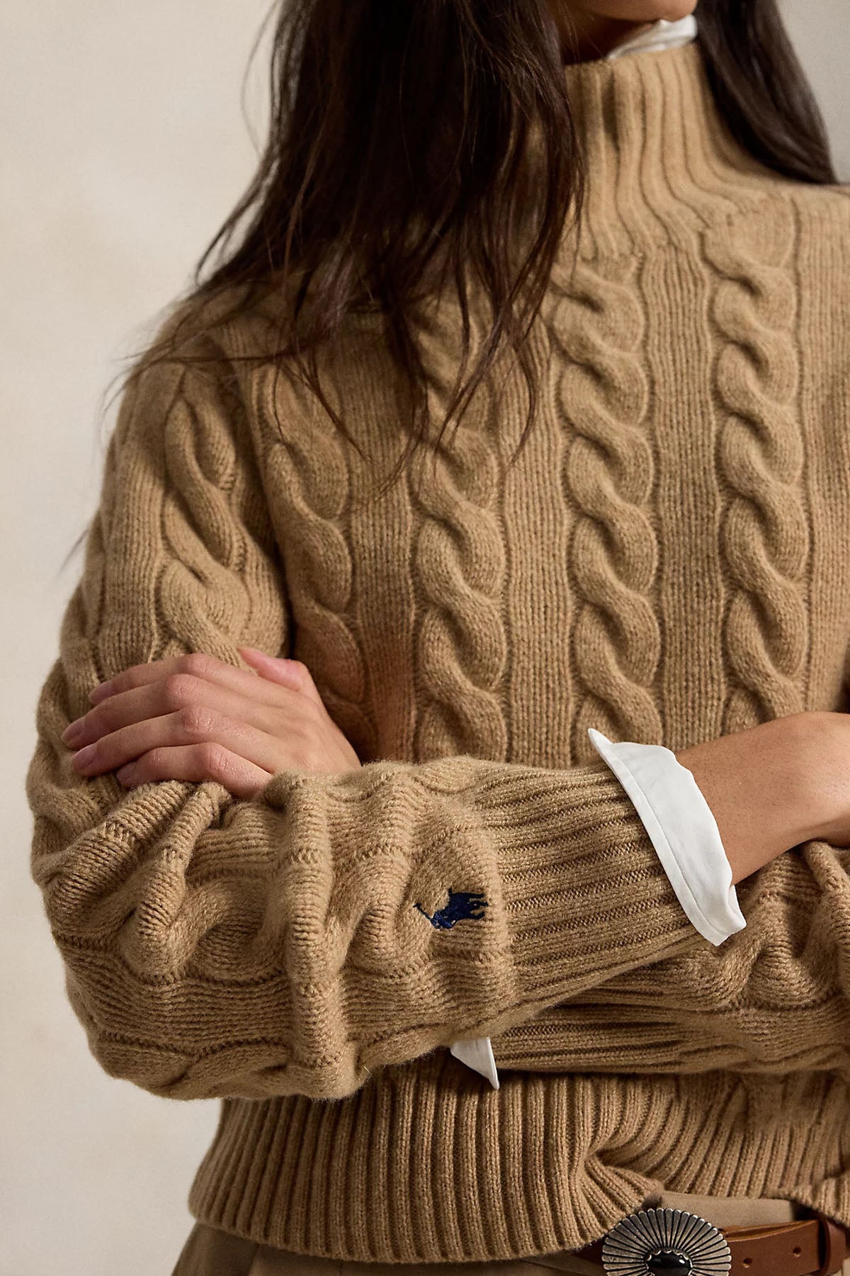 Polo Ralph Lauren Relaxed Fit Kaşmir Saç Örgü Balıkçı Yaka Yün Triko