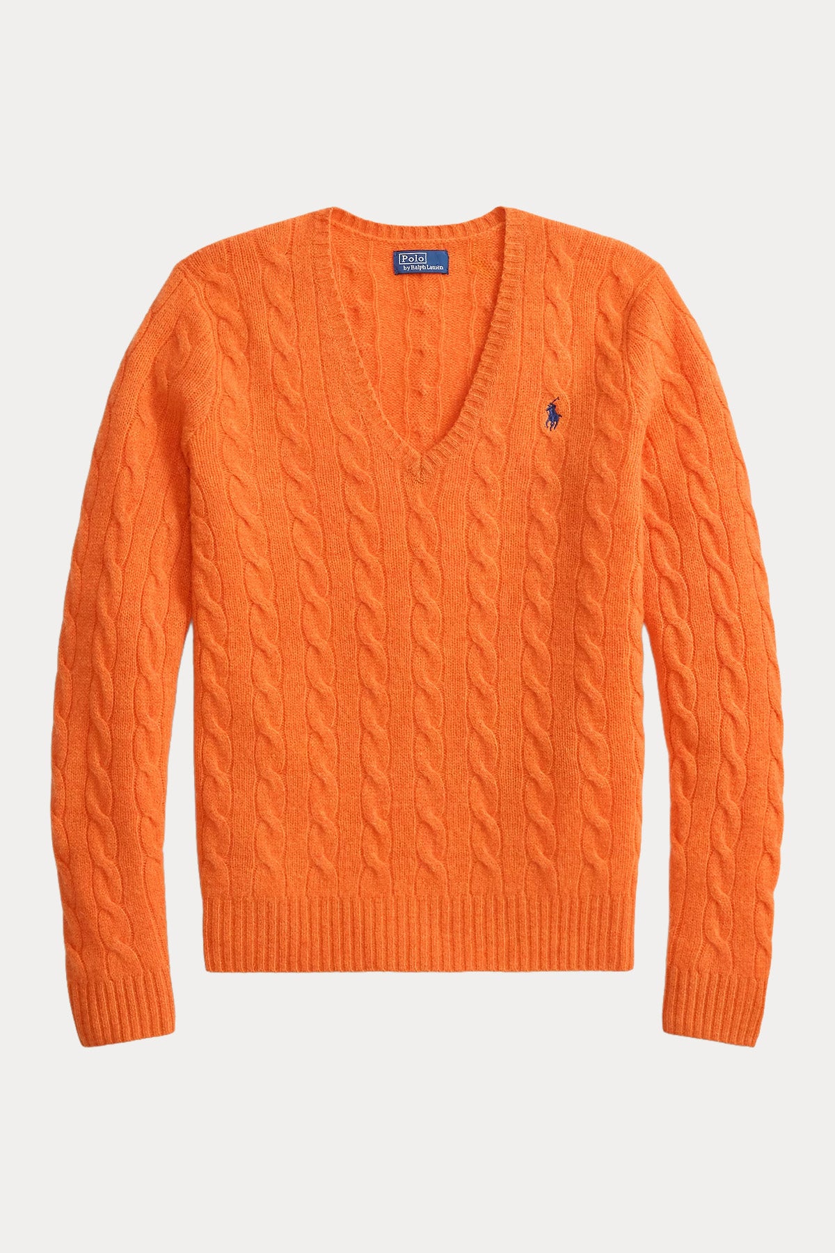 Polo Ralph Lauren Slim Fit V Yaka Saç Örgü Kaşmir Yün Triko