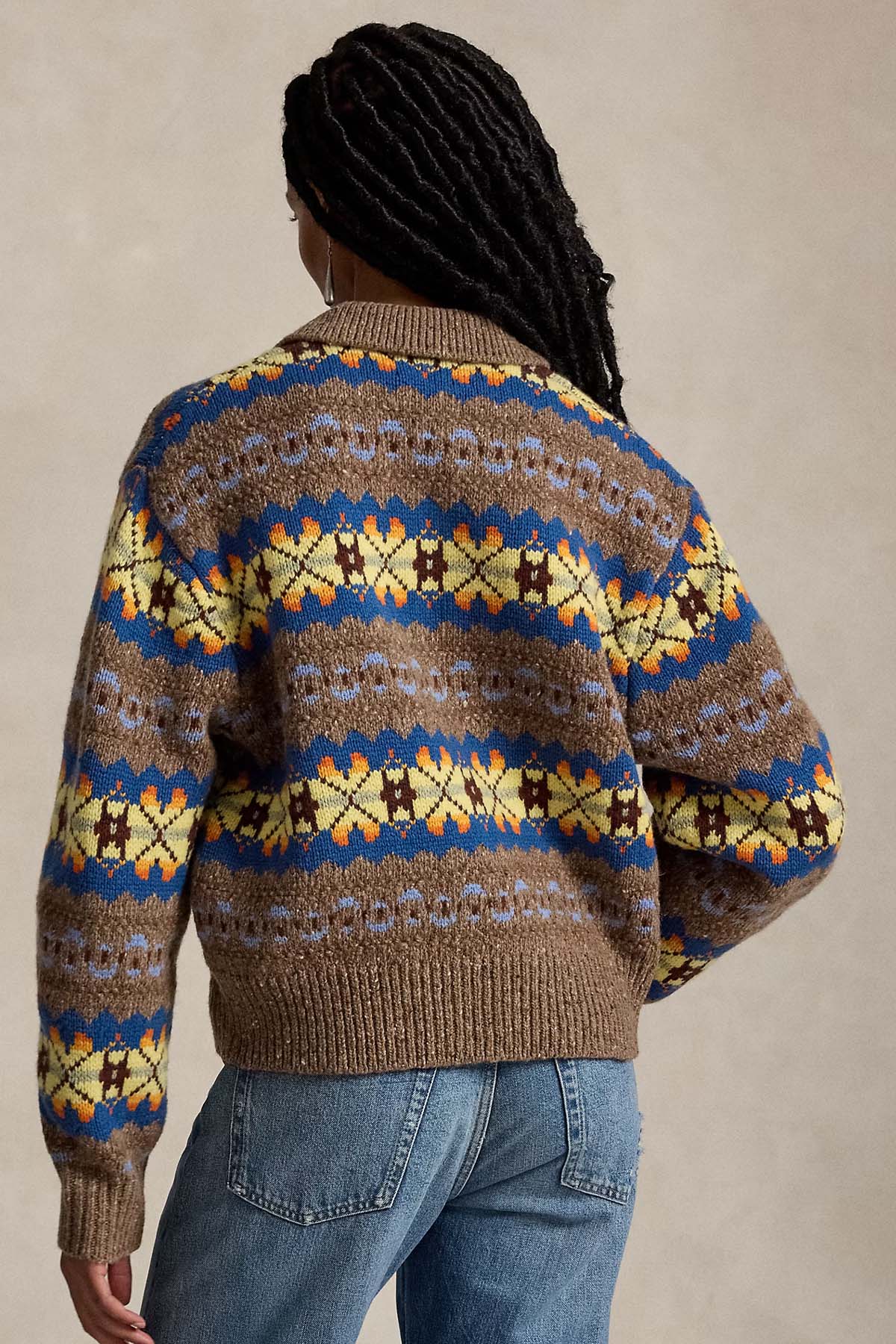 Polo Ralph Lauren Relaxed Fit Fair Isle Desenli Polo V Yaka Yün Triko