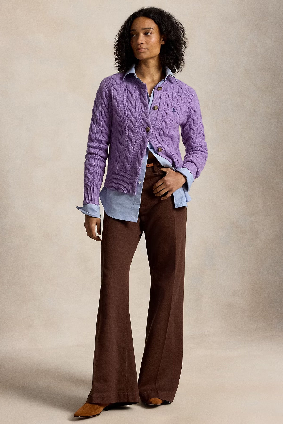 Polo Ralph Lauren Slim Fit Saç Örgü Kaşmir Yün Triko Ceket