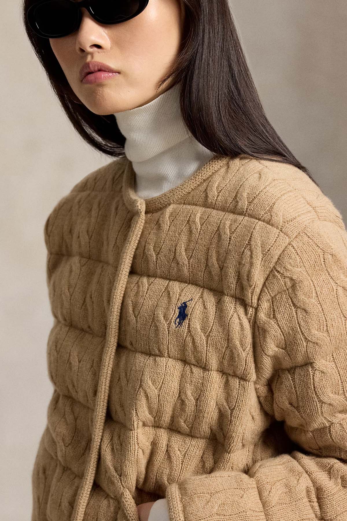 Polo Ralph Lauren Regular Fit Kaşmir Saç Örgü Yün Puffer Ceket