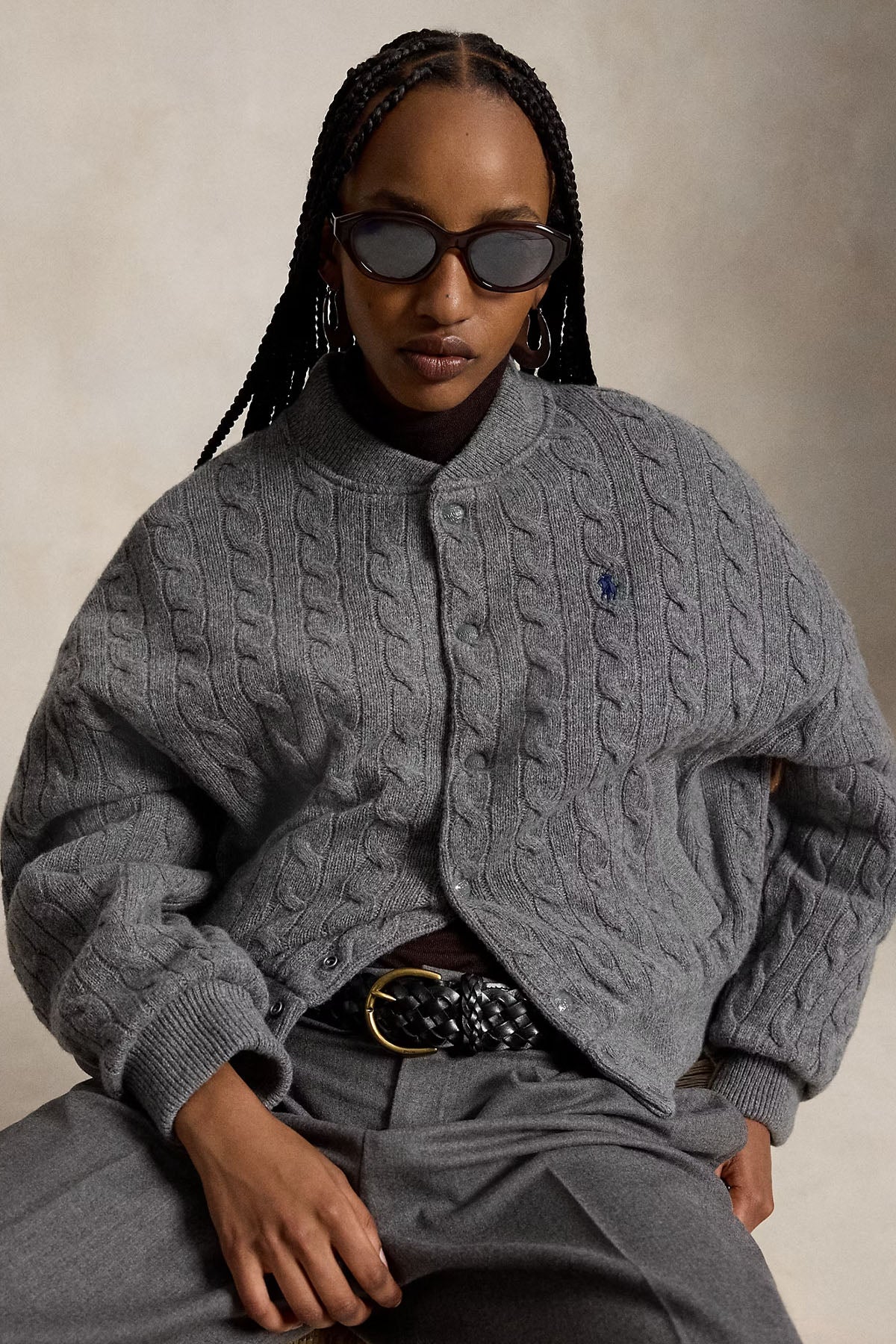 Polo Ralph Lauren Relaxed Fit Kaşmir Saç Örgü Yün Puffer Ceket