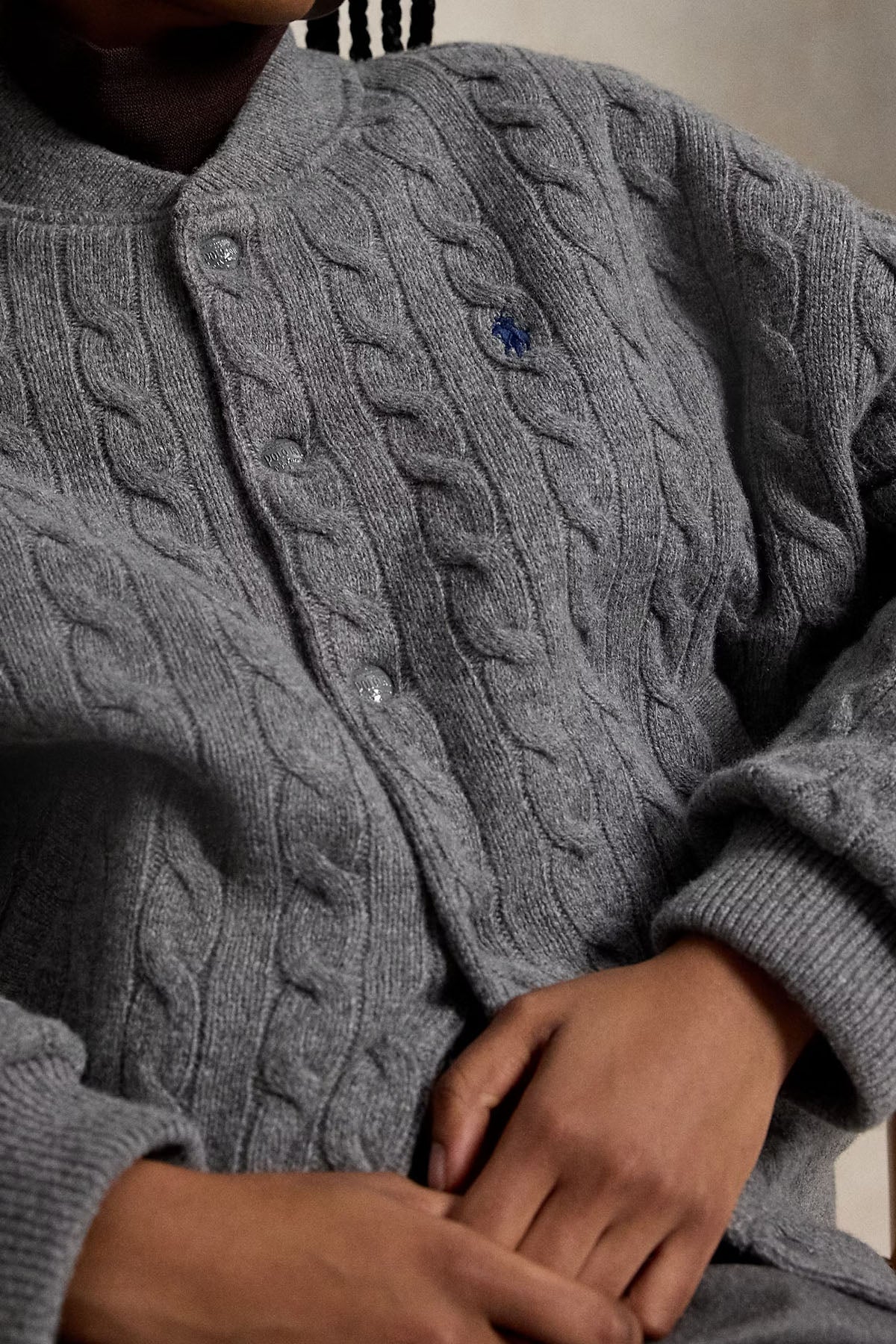 Polo Ralph Lauren Relaxed Fit Kaşmir Saç Örgü Yün Puffer Ceket
