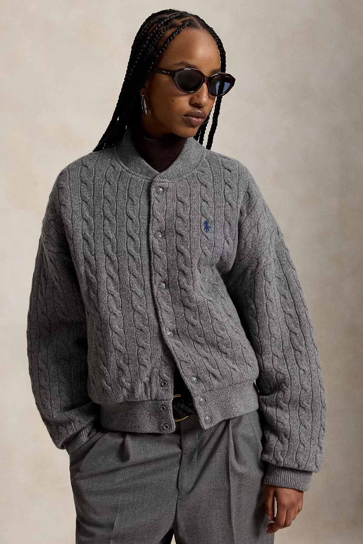 Polo Ralph Lauren Relaxed Fit Kaşmir Saç Örgü Yün Puffer Ceket