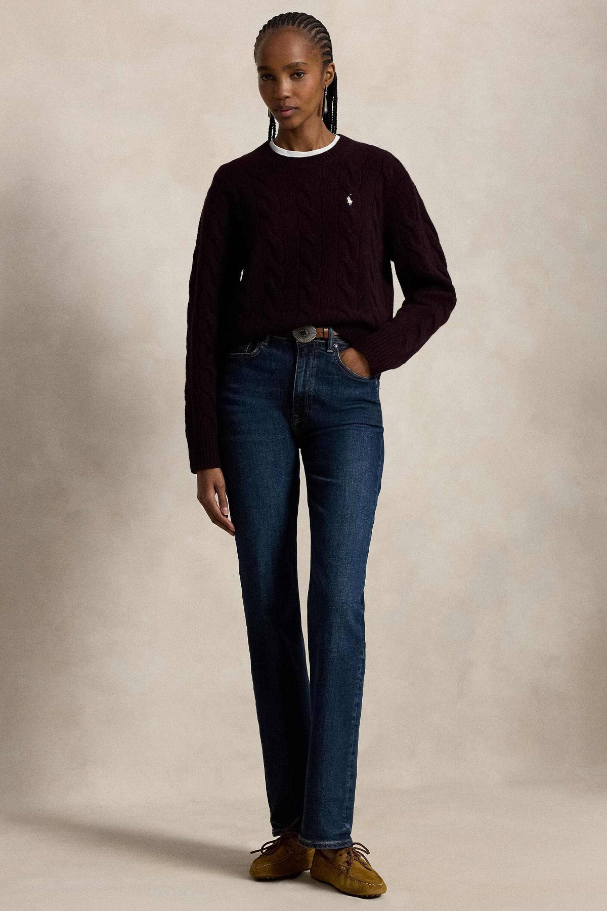 Polo Ralph Lauren Relaxed Fit Saç Örgü Kaşmir Yün Triko