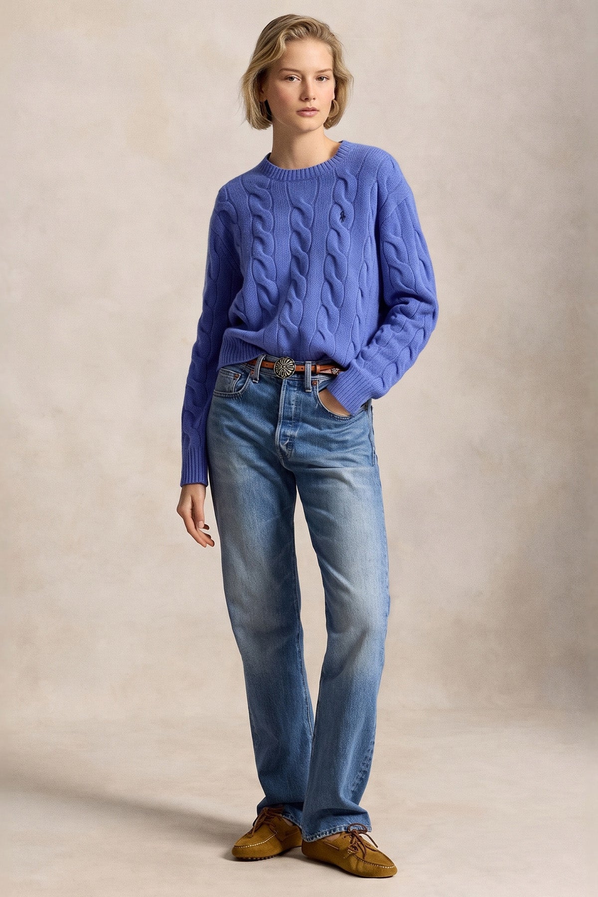 Polo Ralph Lauren Relaxed Fit Saç Örgü Kaşmir Yün Triko
