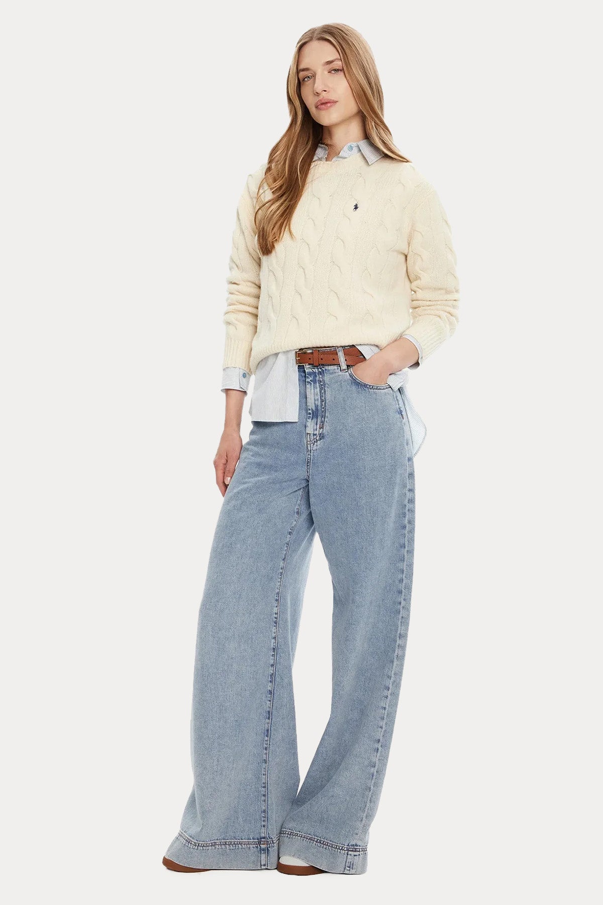 Polo Ralph Lauren Relaxed Fit Saç Örgü Kaşmir Yün Triko