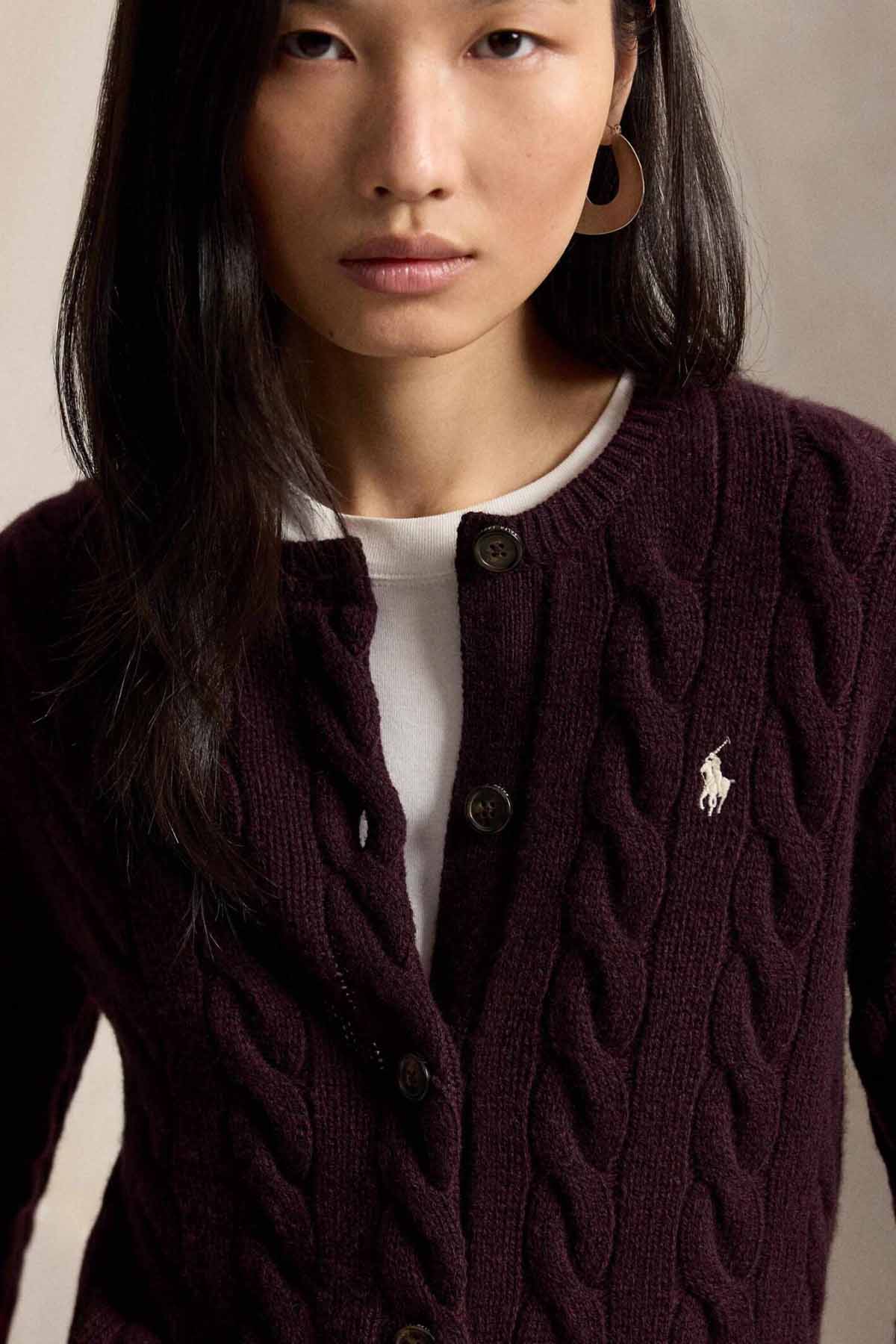 Polo Ralph Lauren Slim Fit Saç Örgü Kaşmir Yün Triko Ceket