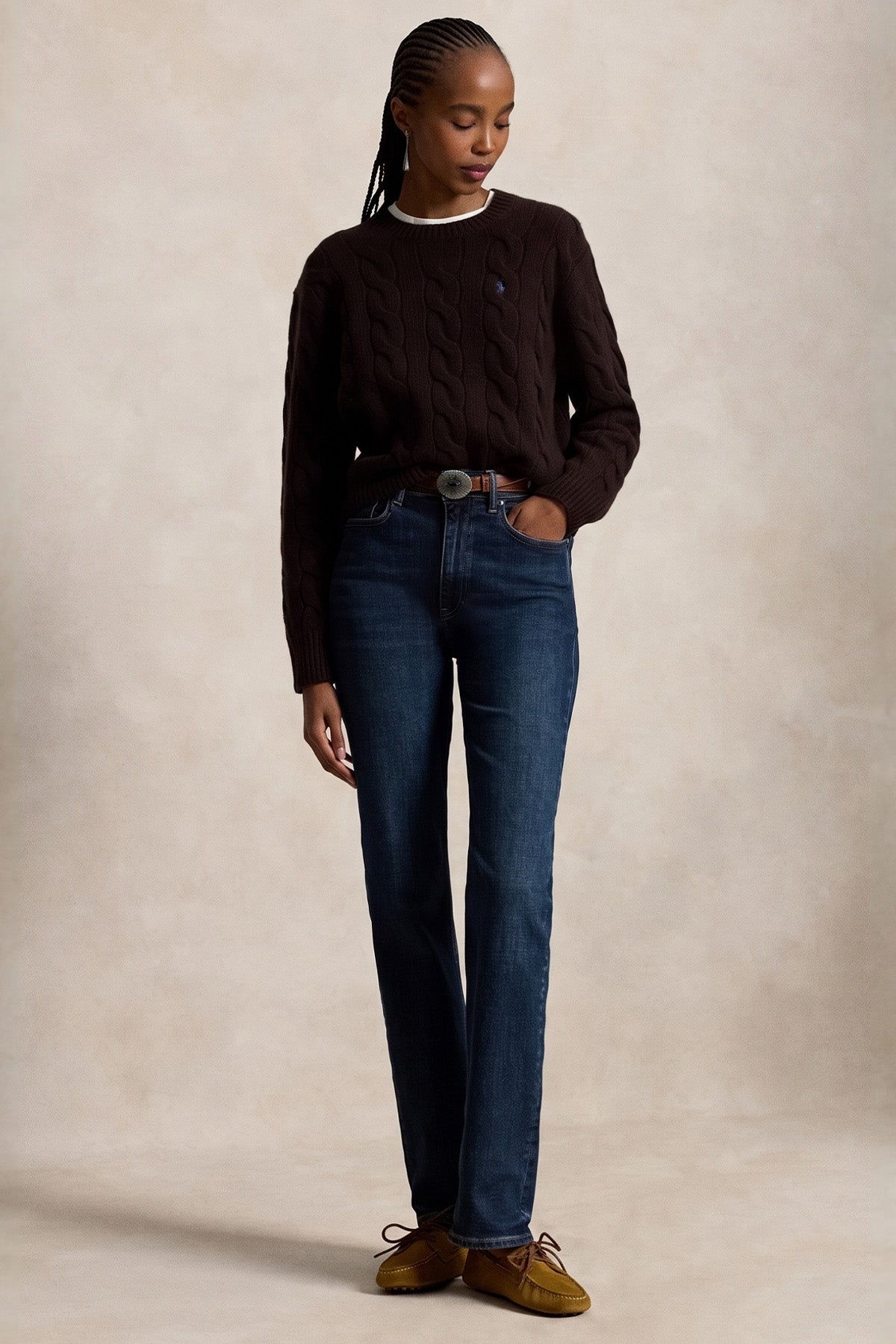Polo Ralph Lauren Relaxed Fit Saç Örgü Kaşmir Yün Triko
