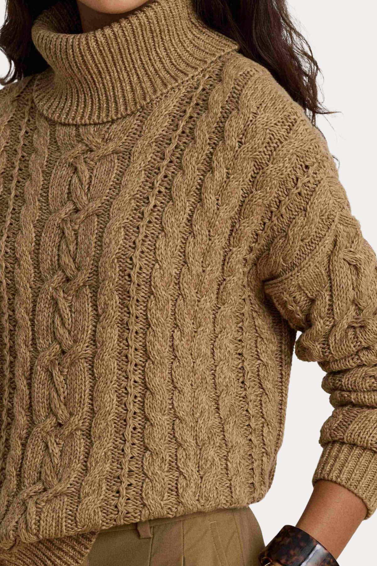 Polo Ralph Lauren Relaxed Fit Balıkçı Yaka Saç Örgü Triko