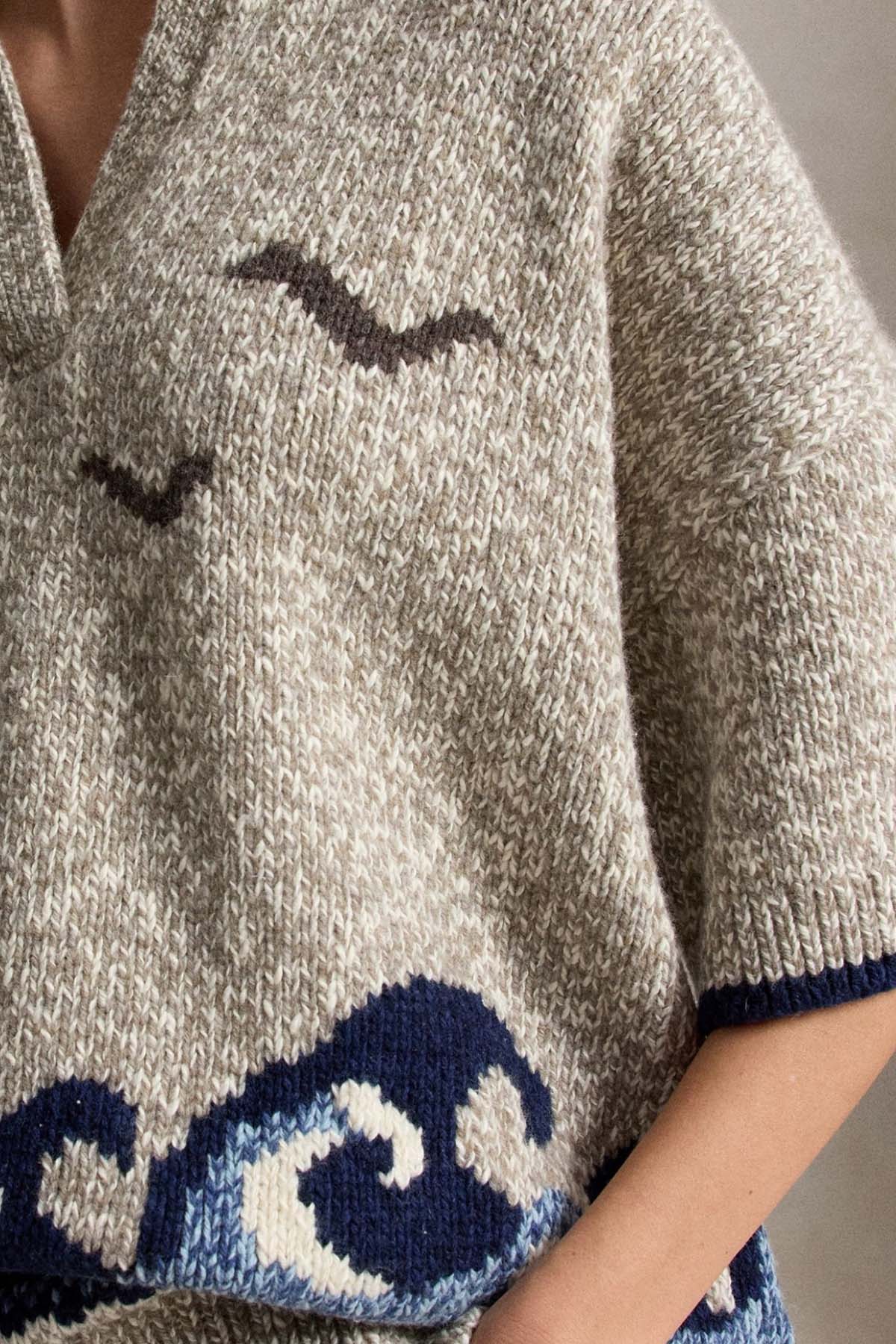 Polo Ralph Lauren Relaxed Fit Polo V Yaka Örgü Yün Triko