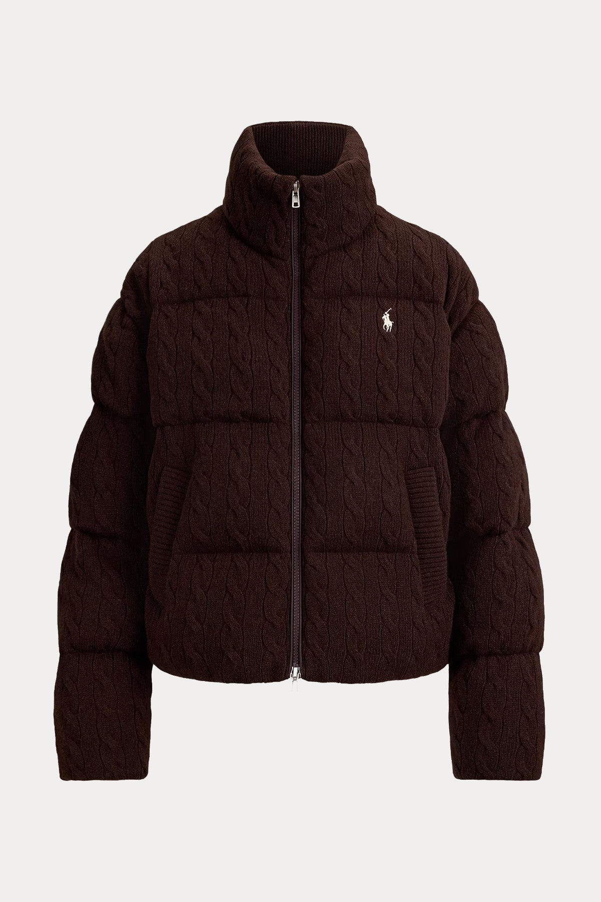 Polo Ralph Lauren Slightly Boxy Fit Kaşmir Saç Örgü Yün Puffer Mont