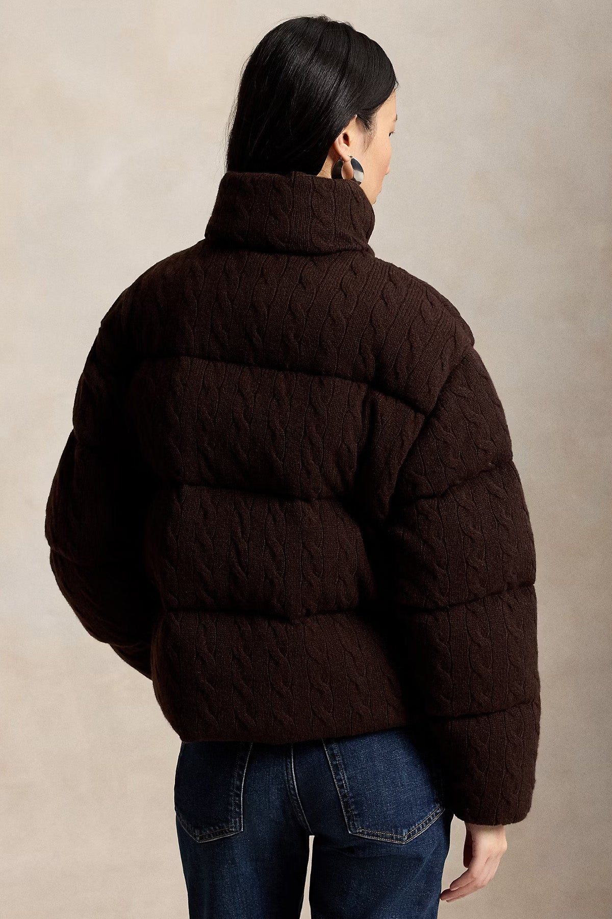 Polo Ralph Lauren Slightly Boxy Fit Kaşmir Saç Örgü Yün Puffer Mont