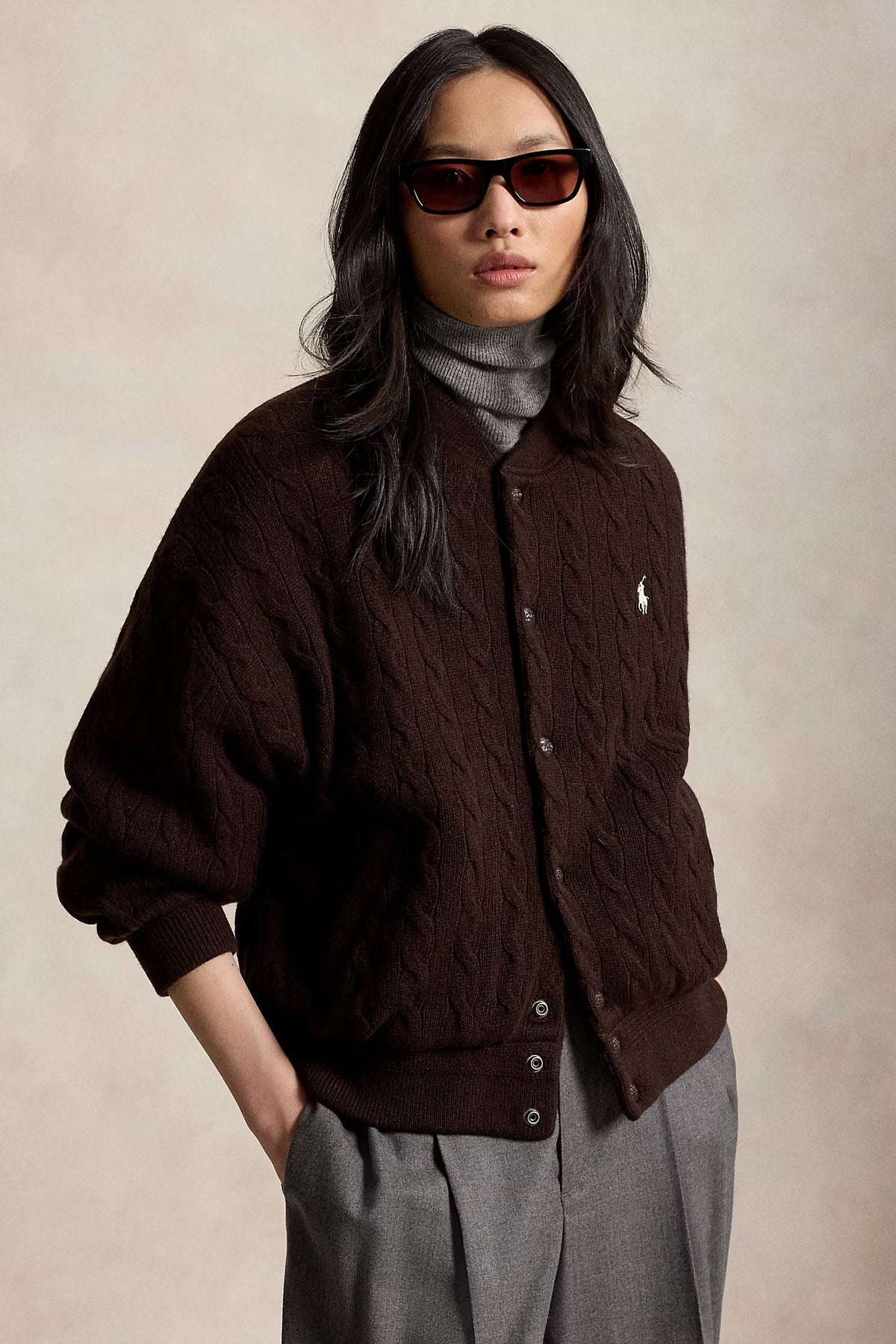 Polo Ralph Lauren Relaxed Fit Kaşmir Saç Örgü Yün Puffer Ceket