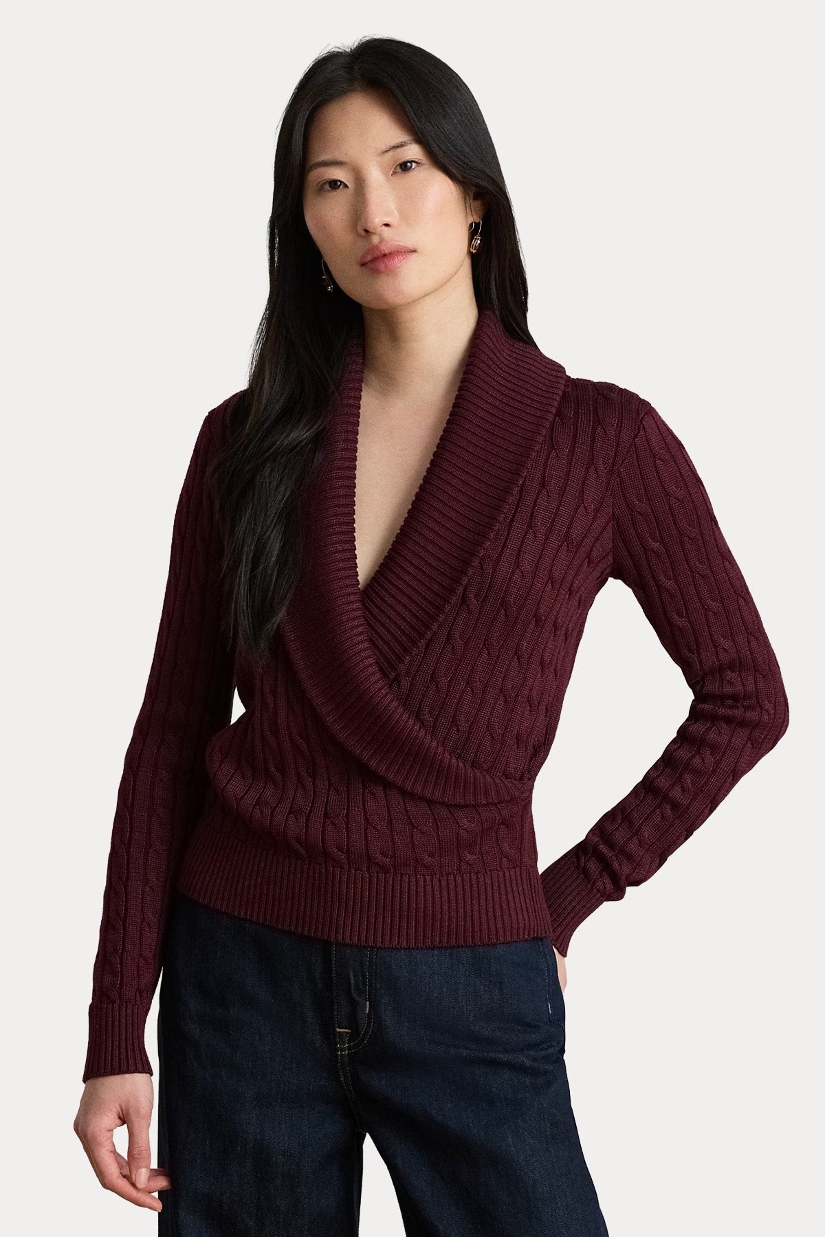 Polo Ralph Lauren Relaxed Fit Kruvaze Saç Örgü Triko