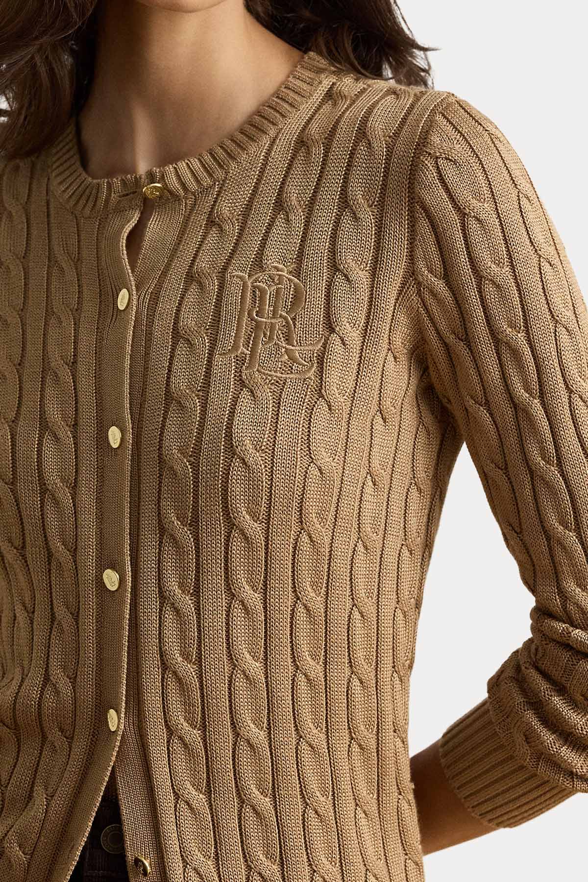 Polo Ralph Lauren Slim Fit Logolu Saç Örgü Triko Ceket