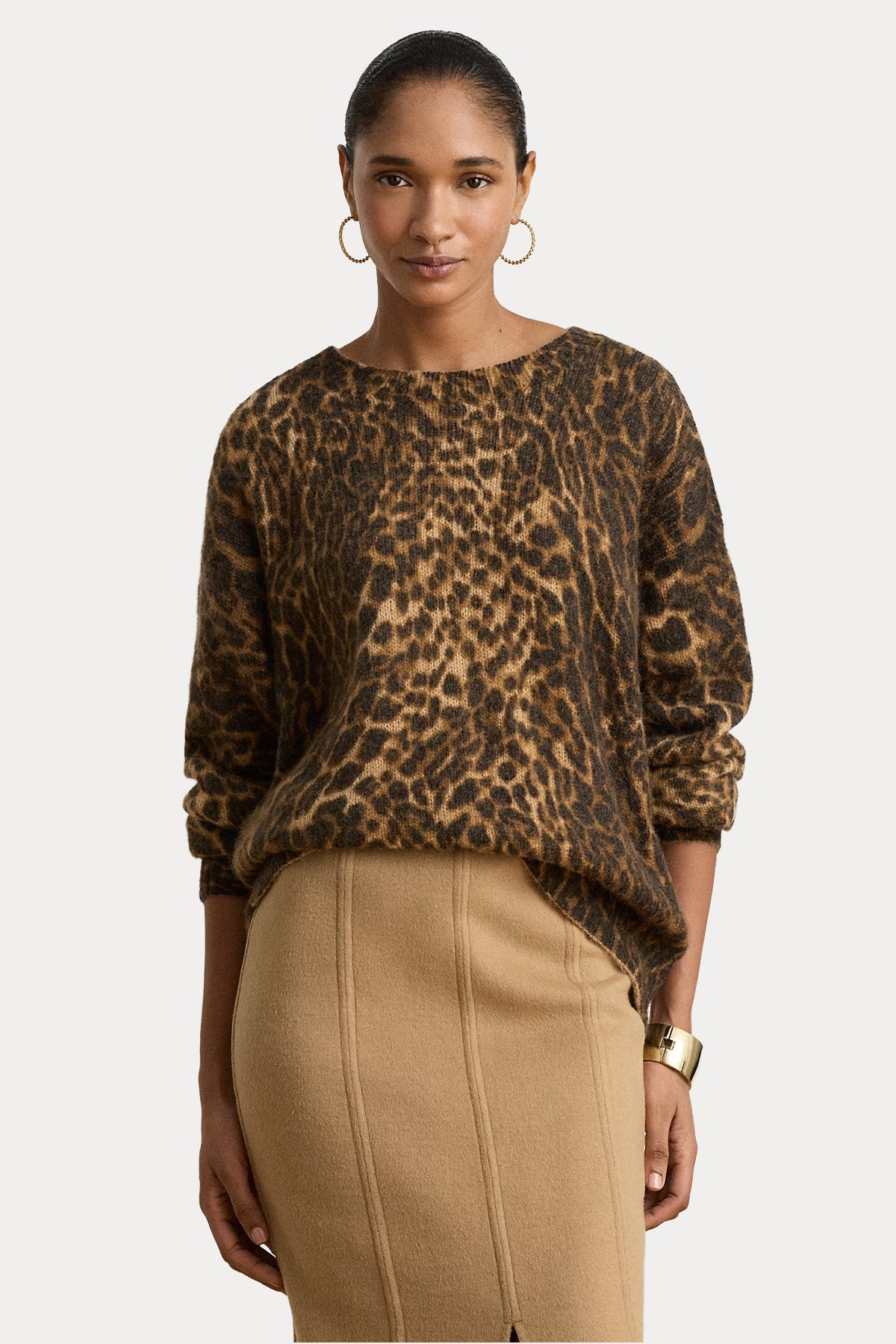 Polo Ralph Lauren Relaxed Fit Leopar Desenli Yün Triko