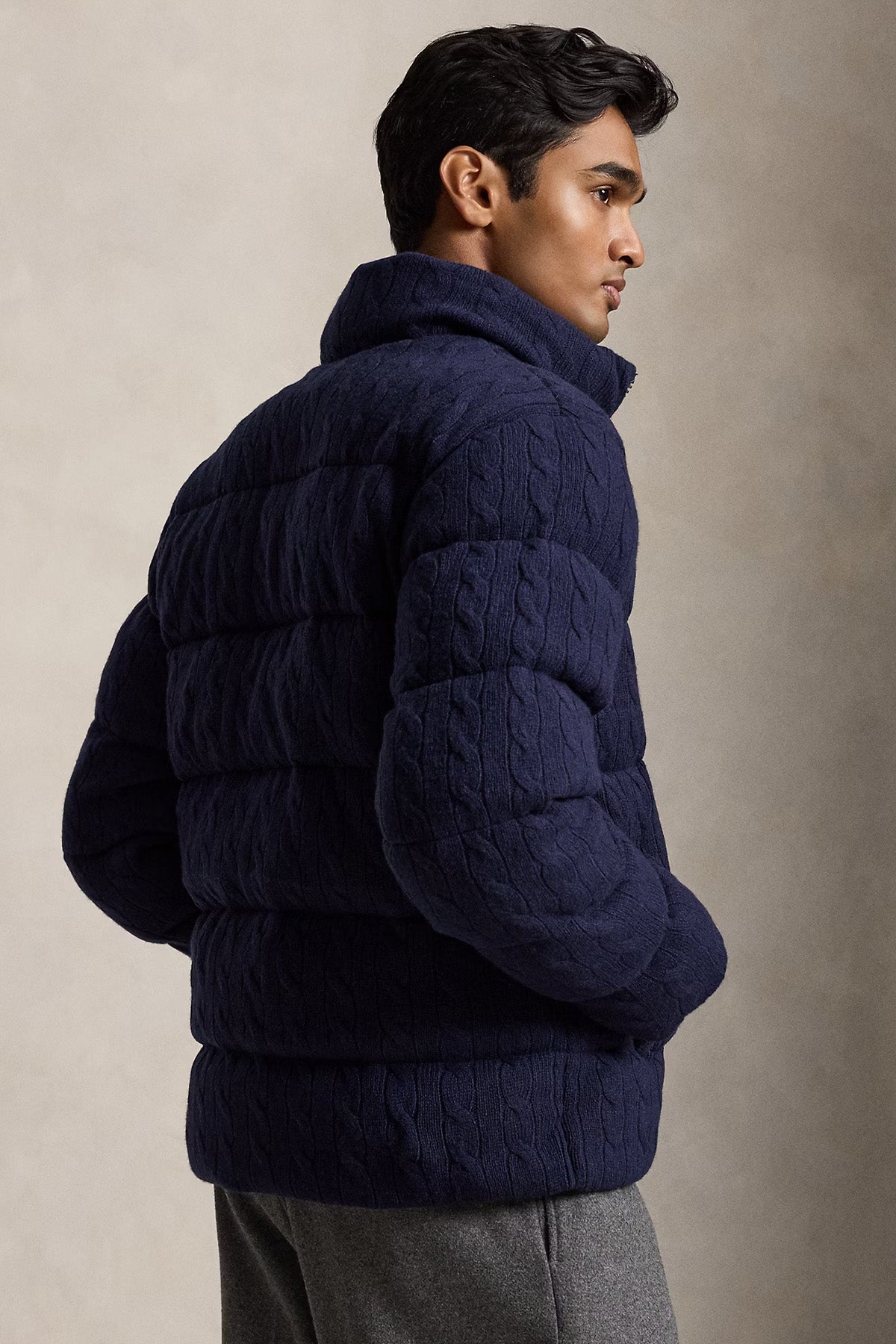 Polo Ralph Lauren Relaxed Fit Kaşmir Saç Örgü Yün Puffer Mont