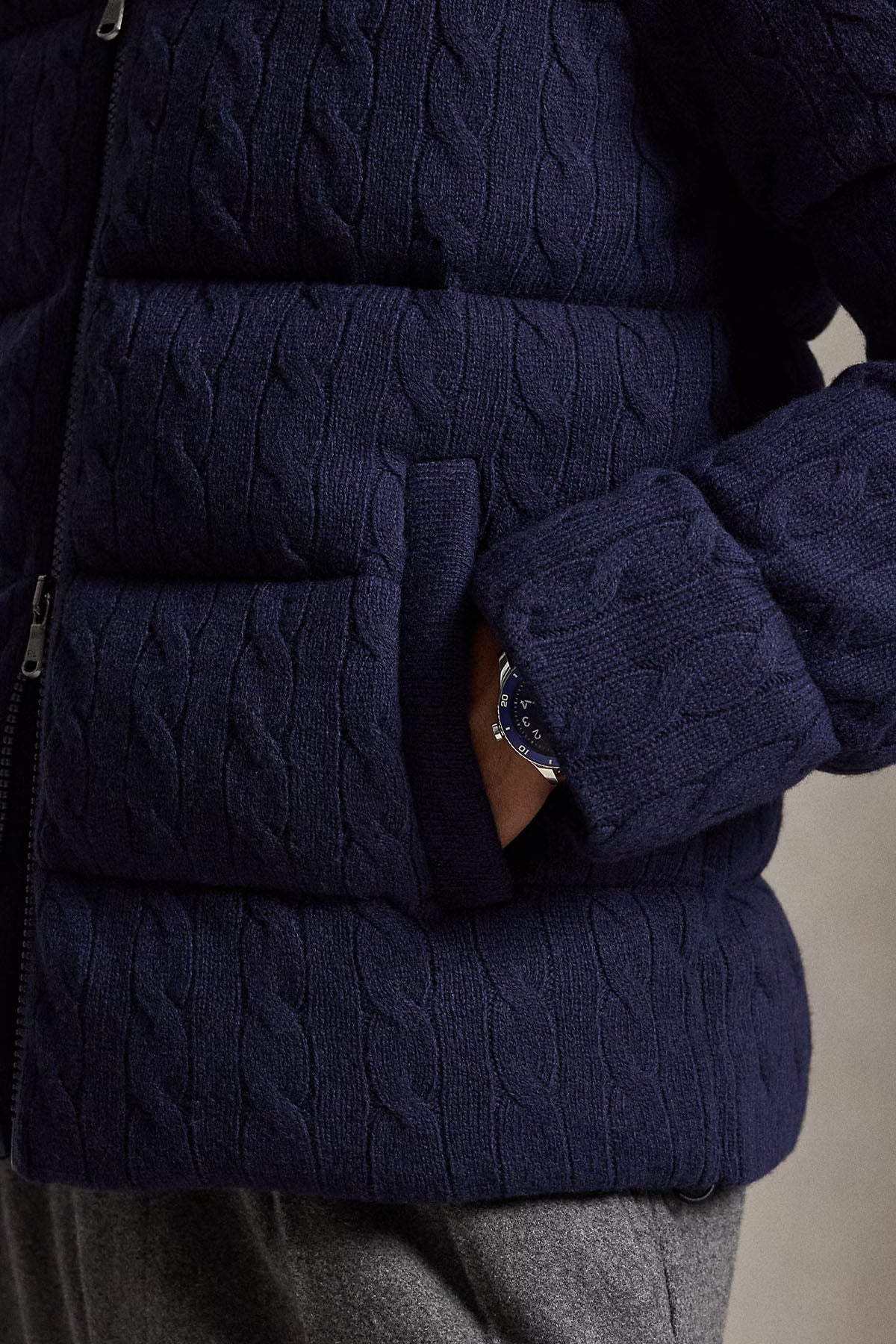 Polo Ralph Lauren Relaxed Fit Kaşmir Saç Örgü Yün Puffer Mont