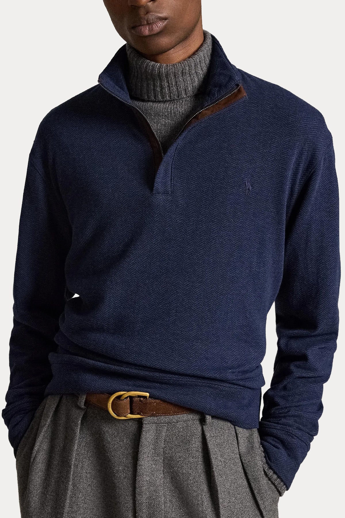Polo Ralph Lauren Relaxed Fit Fermuarlı Dik Yaka Triko