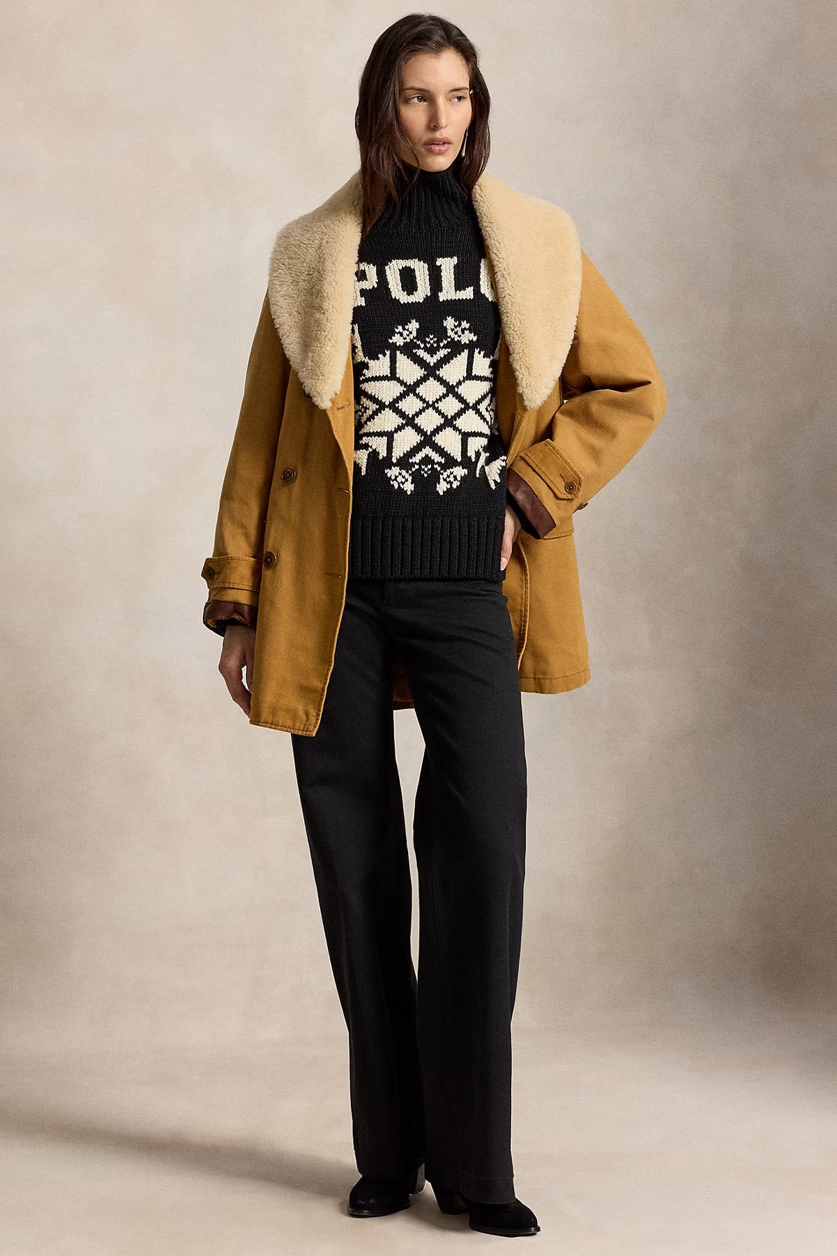 Polo Ralph Lauren Relaxed Fit Balıkçı Yaka Örgü Yün Triko