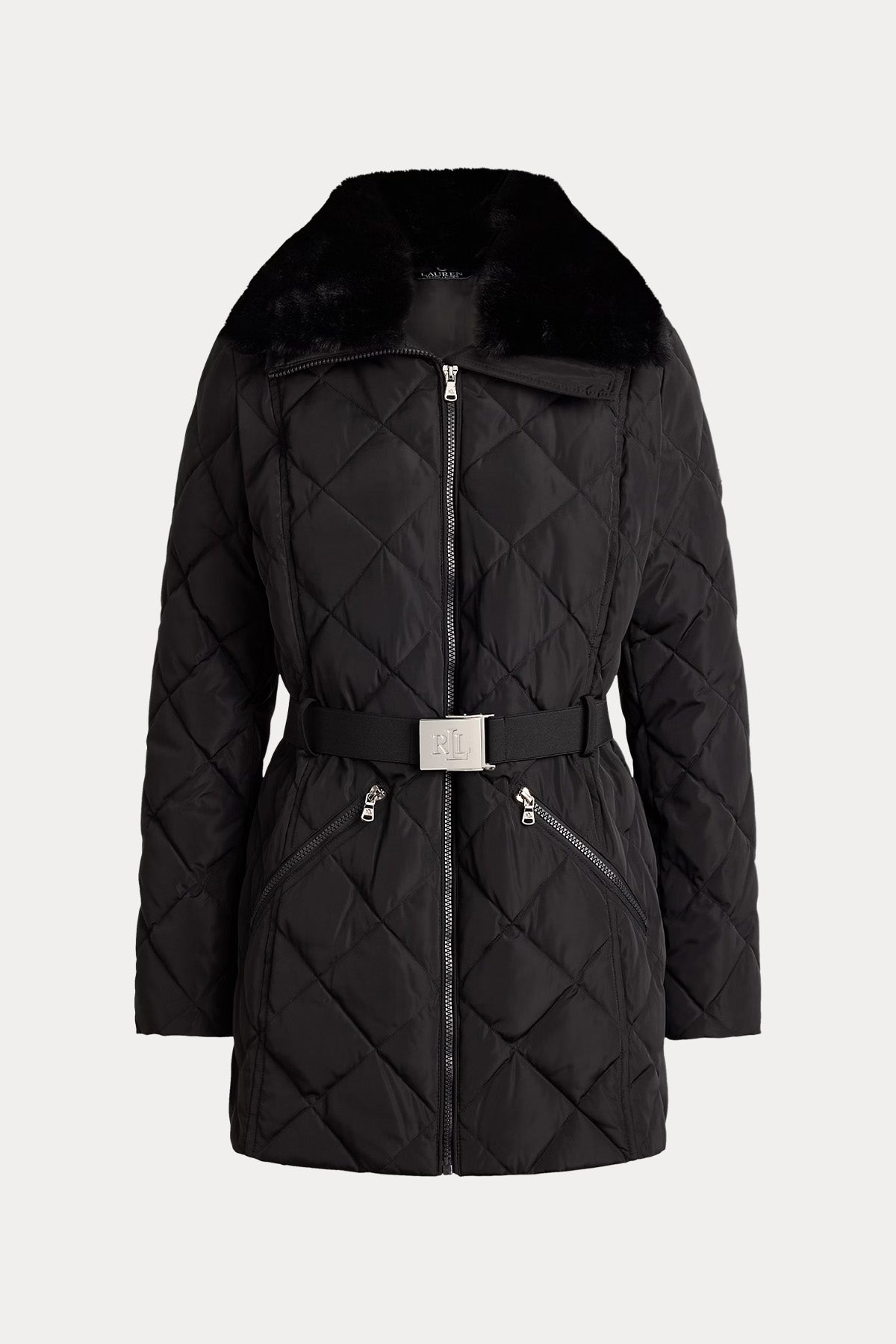 Polo Ralph Lauren Straight Fit Yakası Kürklü Kemerli Puffer Mont