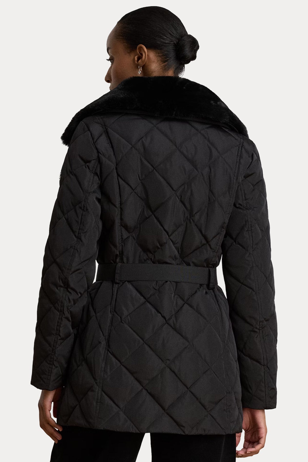 Polo Ralph Lauren Straight Fit Yakası Kürklü Kemerli Puffer Mont
