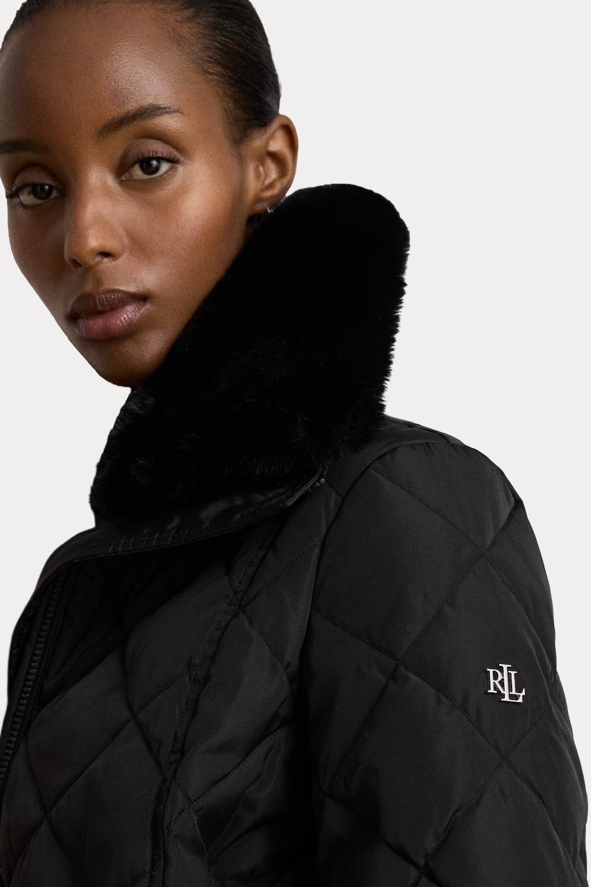 Polo Ralph Lauren Straight Fit Yakası Kürklü Kemerli Puffer Mont