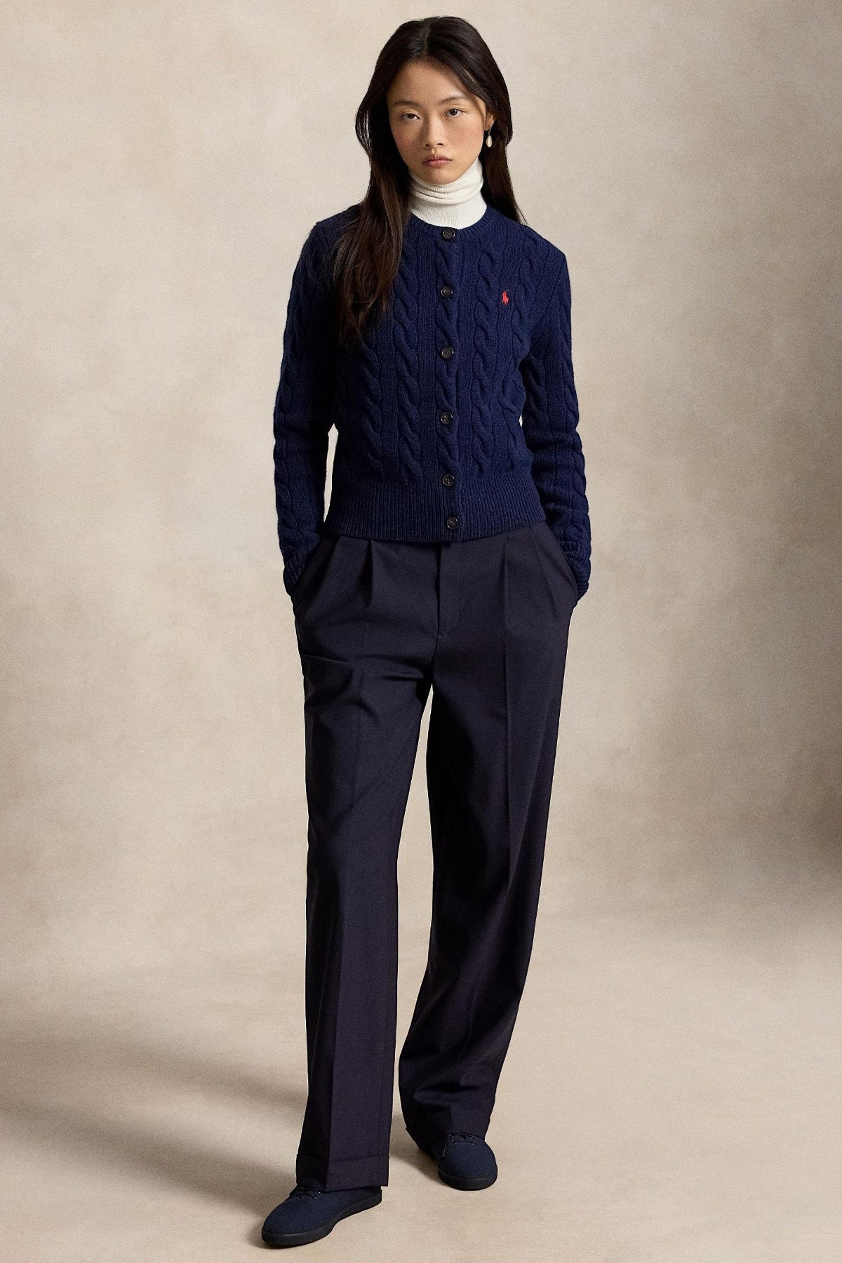 Polo Ralph Lauren Slim Fit Saç Örgü Kaşmir Yün Triko Ceket