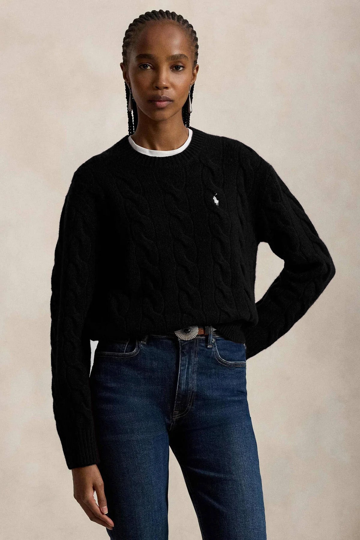 Polo Ralph Lauren Relaxed Fit Saç Örgü Kaşmir Yün Triko