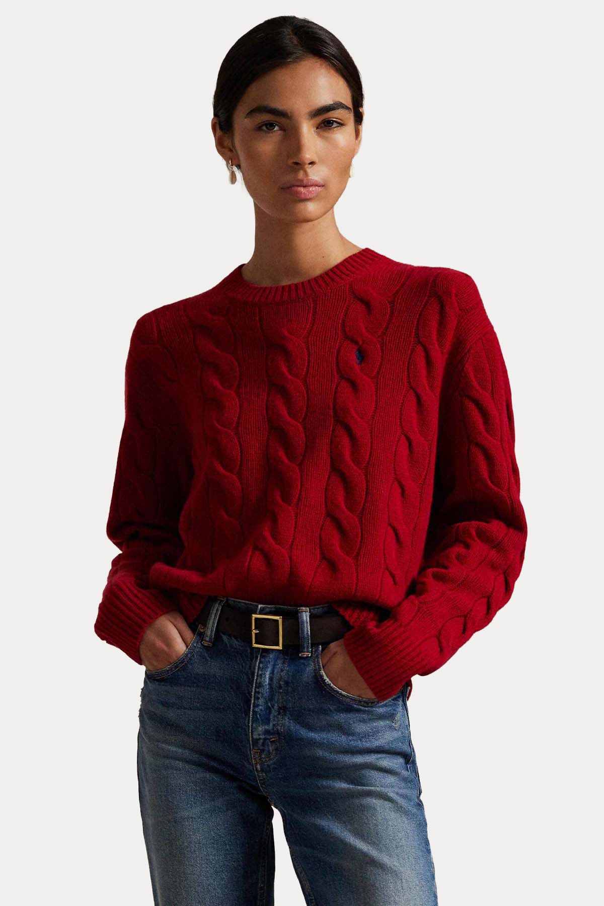 Polo Ralph Lauren Relaxed Fit Saç Örgü Kaşmir Yün Triko