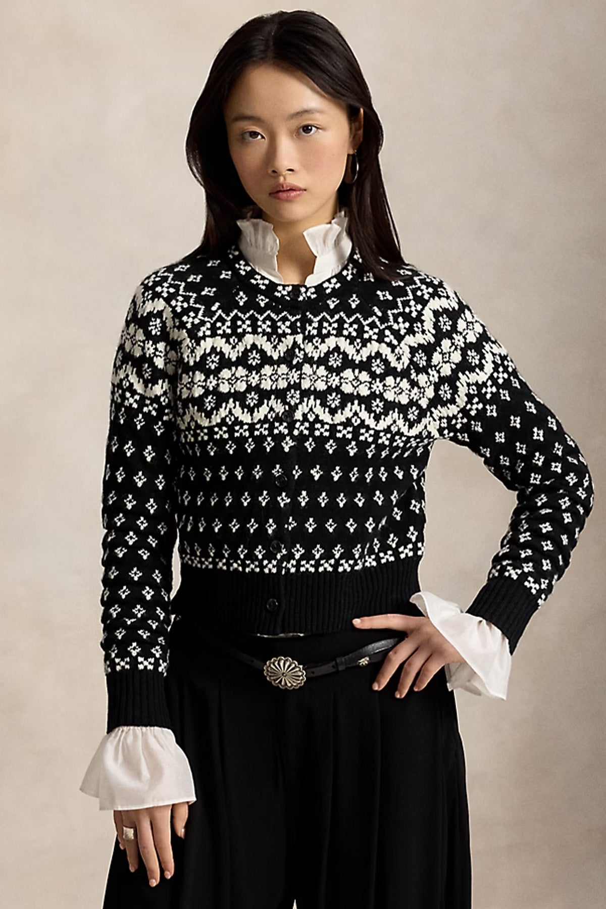 Polo Ralph Lauren Fair Isle Desenli Örgü Yün Triko Ceket