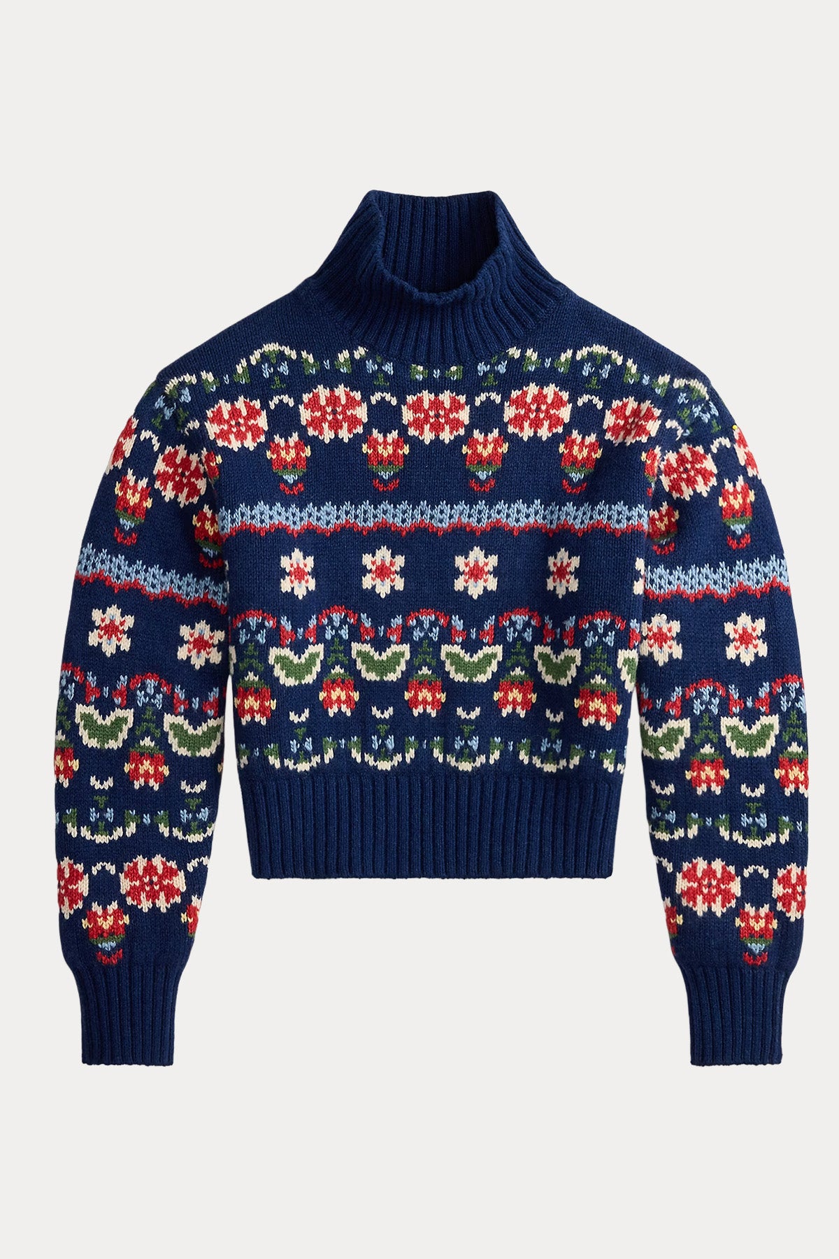 Polo Ralph Lauren Relaxed Fit Jakar Desenli Balıkçı Yaka Örgü Yün Triko