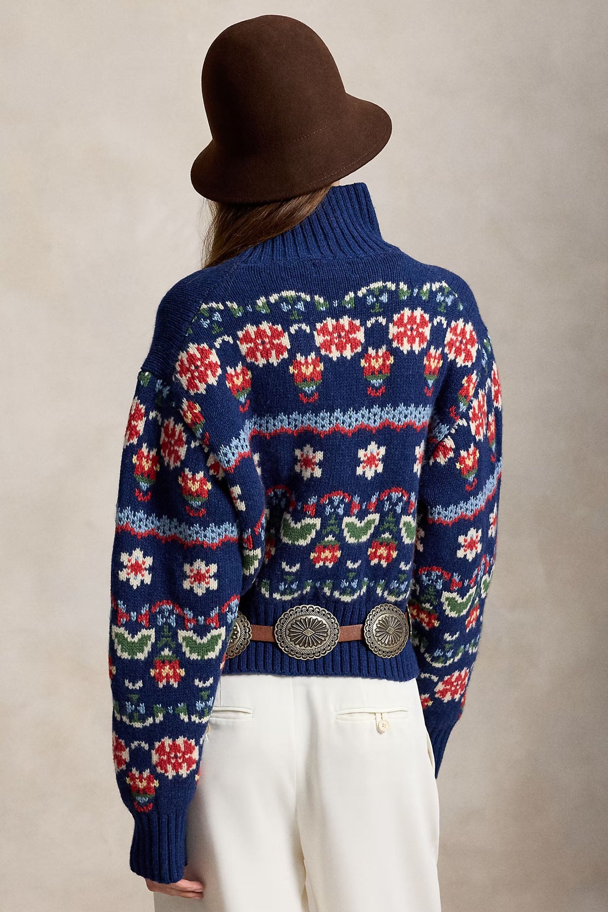 Polo Ralph Lauren Relaxed Fit Jakar Desenli Balıkçı Yaka Örgü Yün Triko