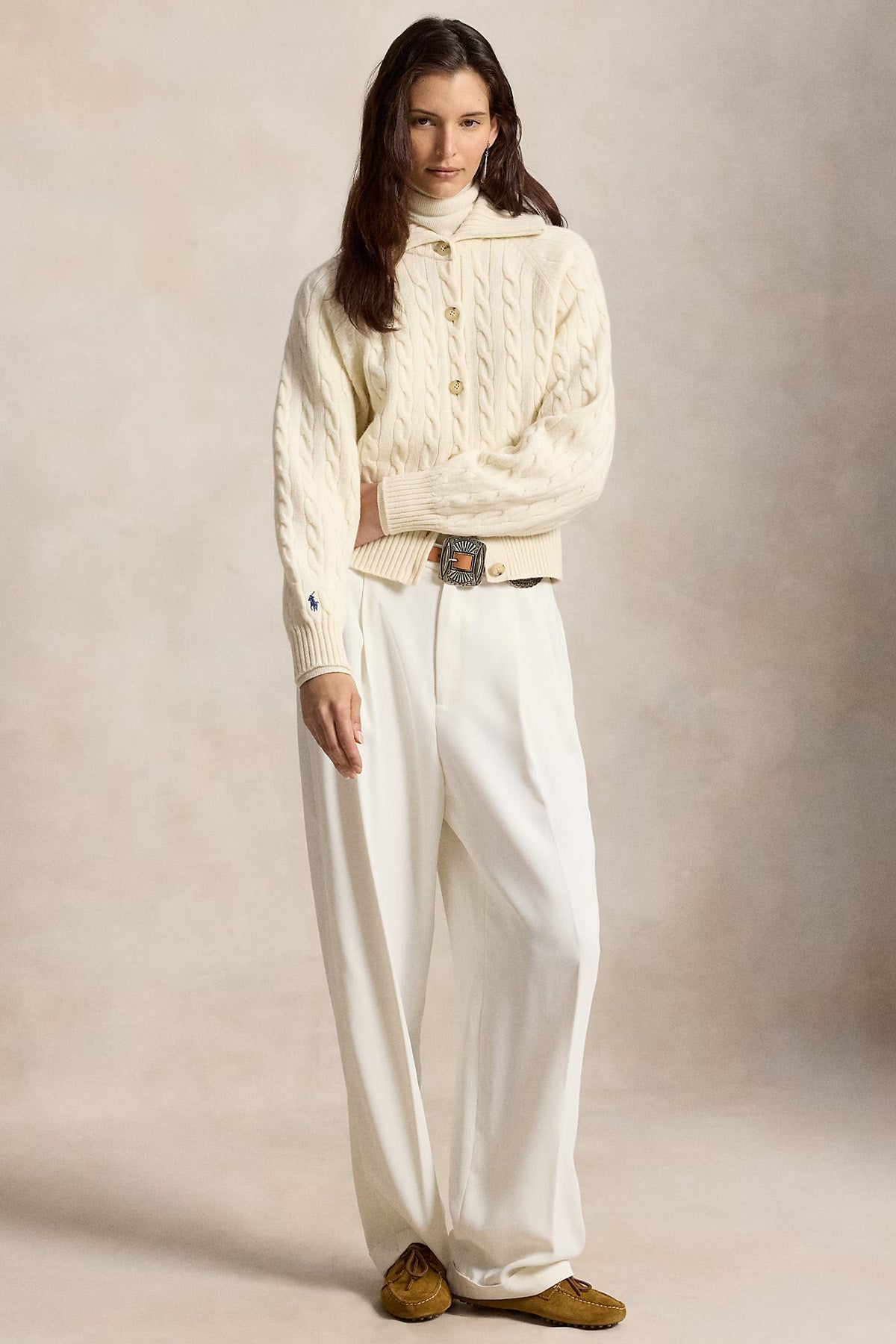 Polo Ralph Lauren Relaxed Fit Kaşmir Saç Örgü Yün Triko Ceket