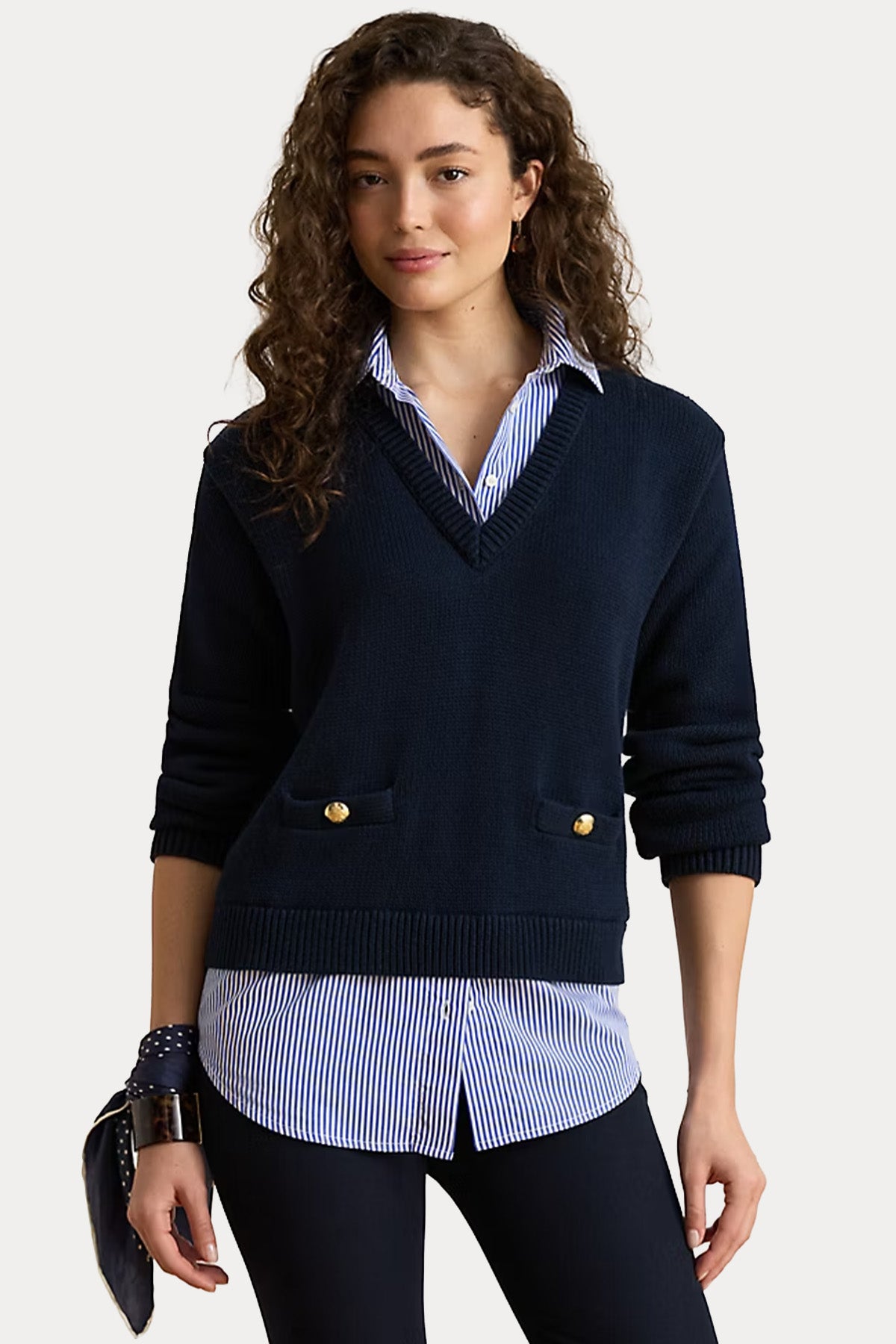 Polo Ralph Lauren Relaxed Fit Gömlek Kombinasyonlu Örgü Triko