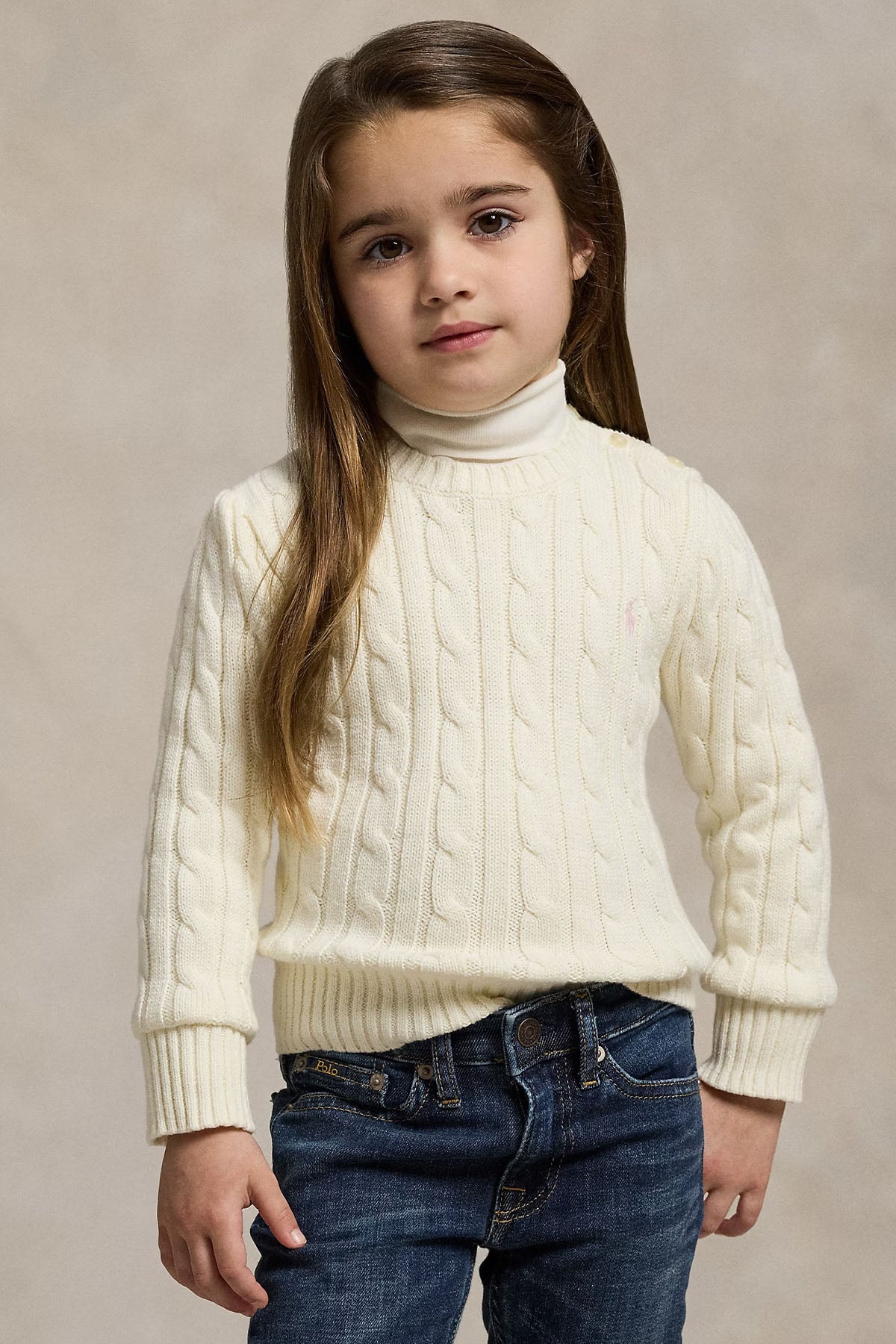 Polo Ralph Lauren Kids 5-6.5 Yaş Kız Çocuk Saç Örgü Triko