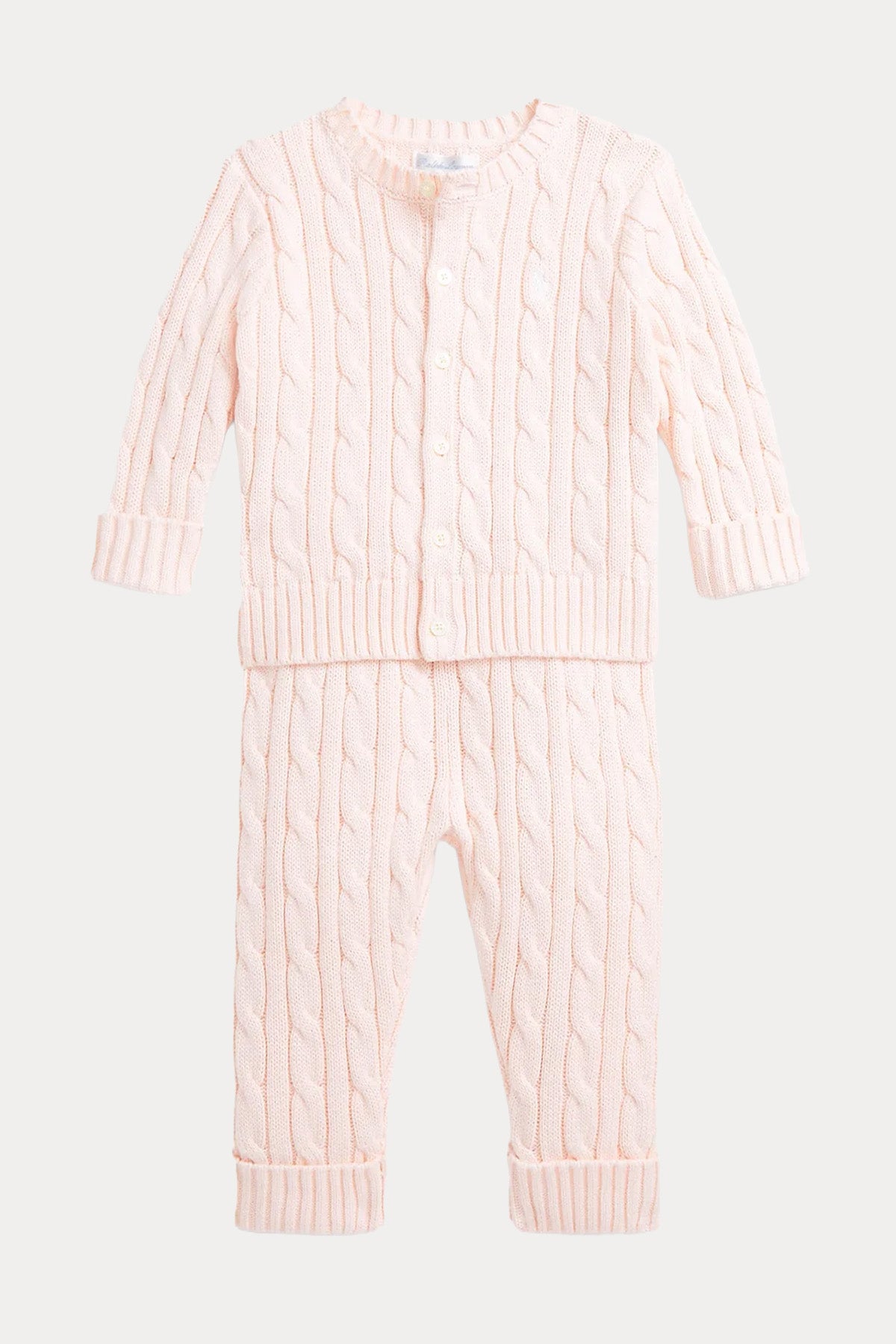 Polo Ralph Lauren Kids 9-12 Aylık Kız Bebek Saç Örgü Ceket Pantolon Set