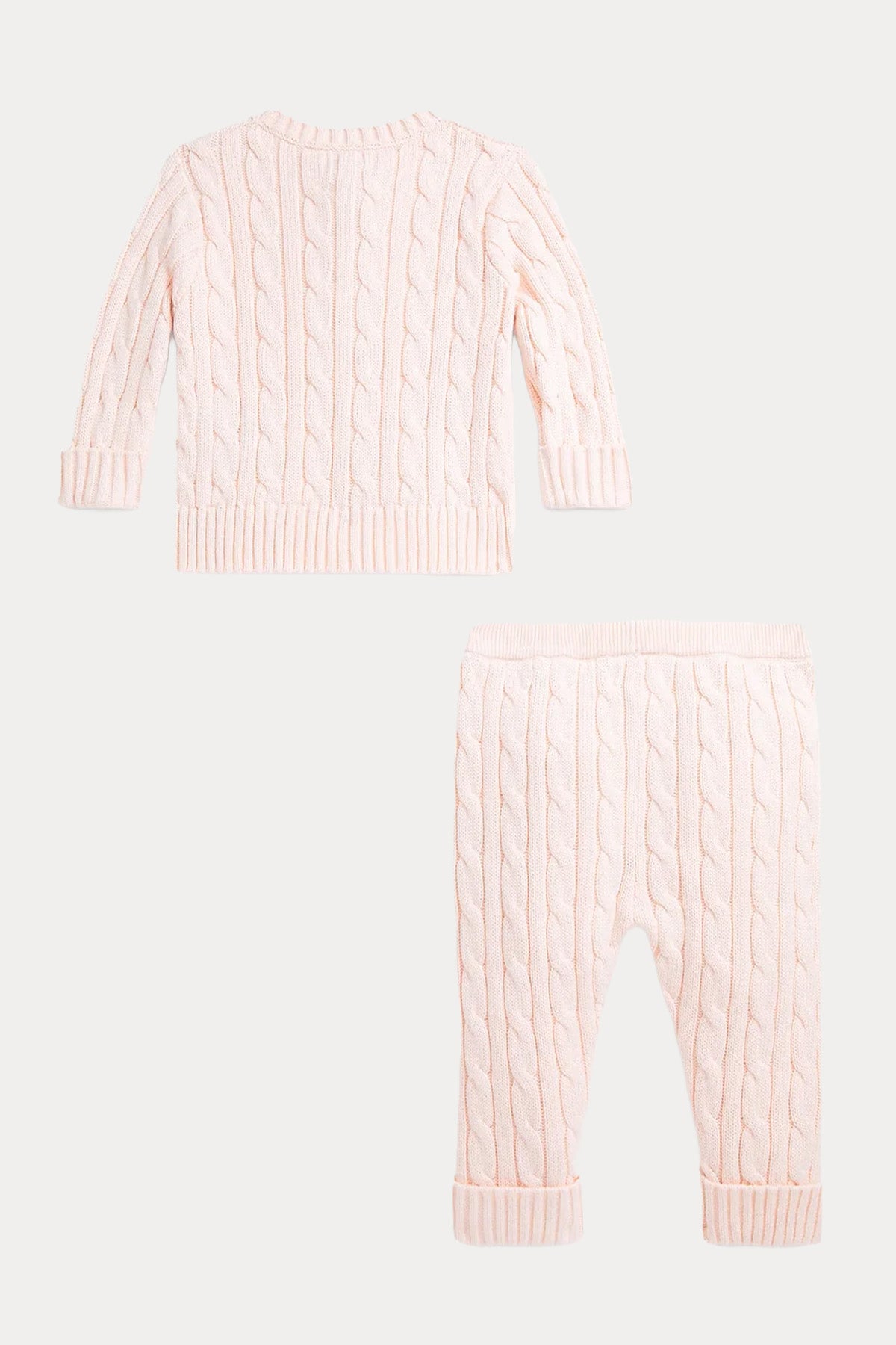 Polo Ralph Lauren Kids 9-12 Aylık Kız Bebek Saç Örgü Ceket Pantolon Set