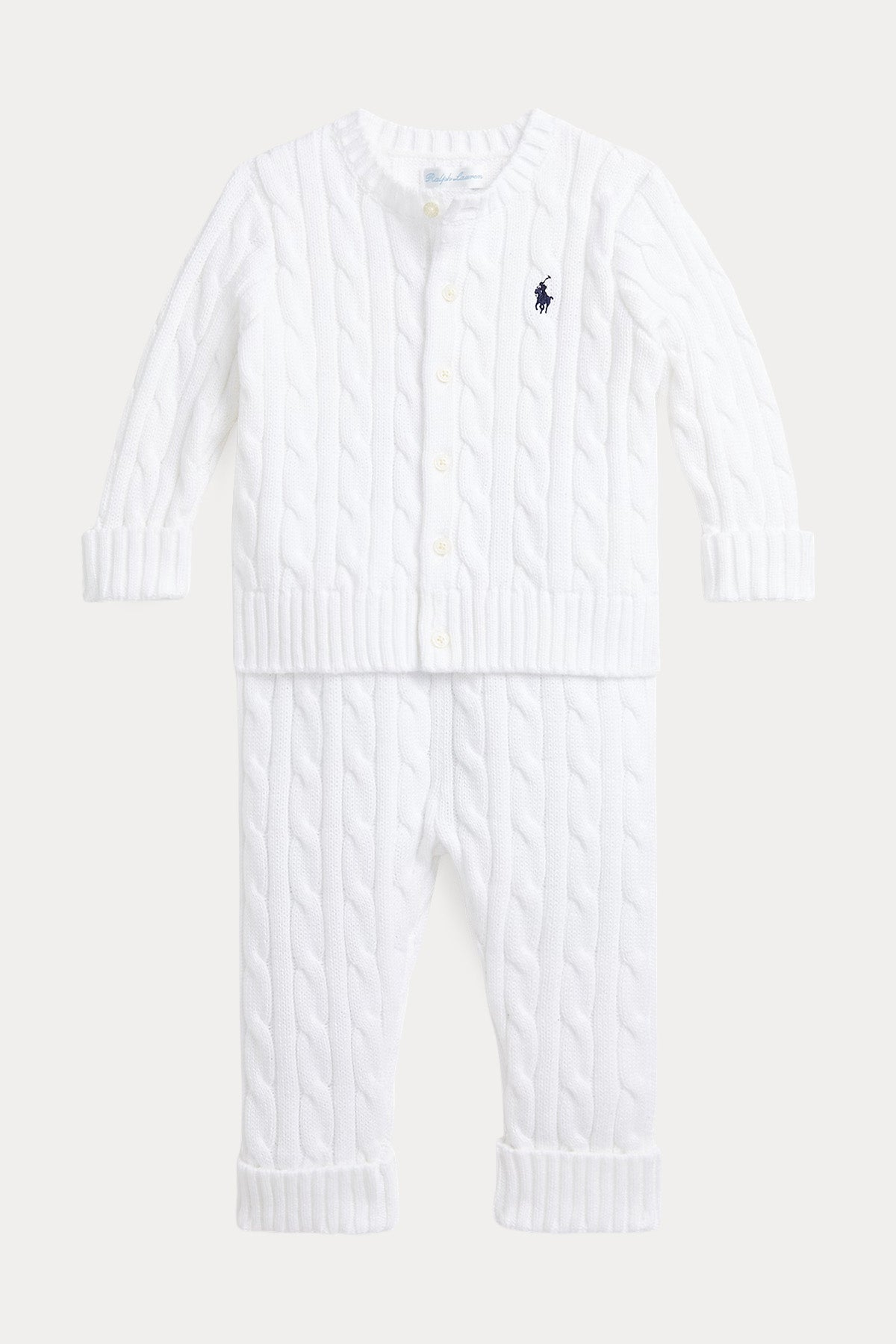 Polo Ralph Lauren Kids 9-18 Aylık Unisex Bebek Saç Örgü Ceket Pantolon Set