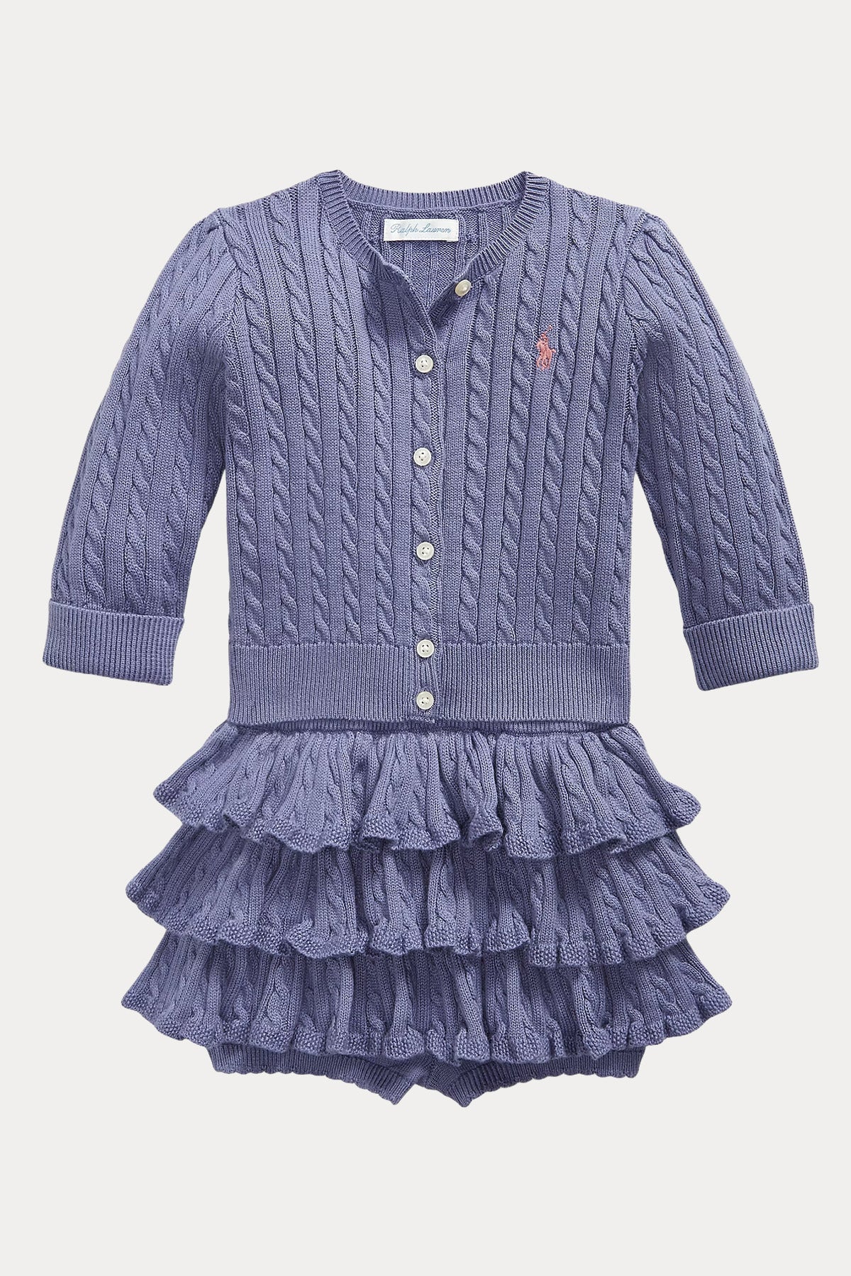 Polo Ralph Lauren Kids 24 Aylık Kız Bebek Saç Örgü Ceket Etek Set