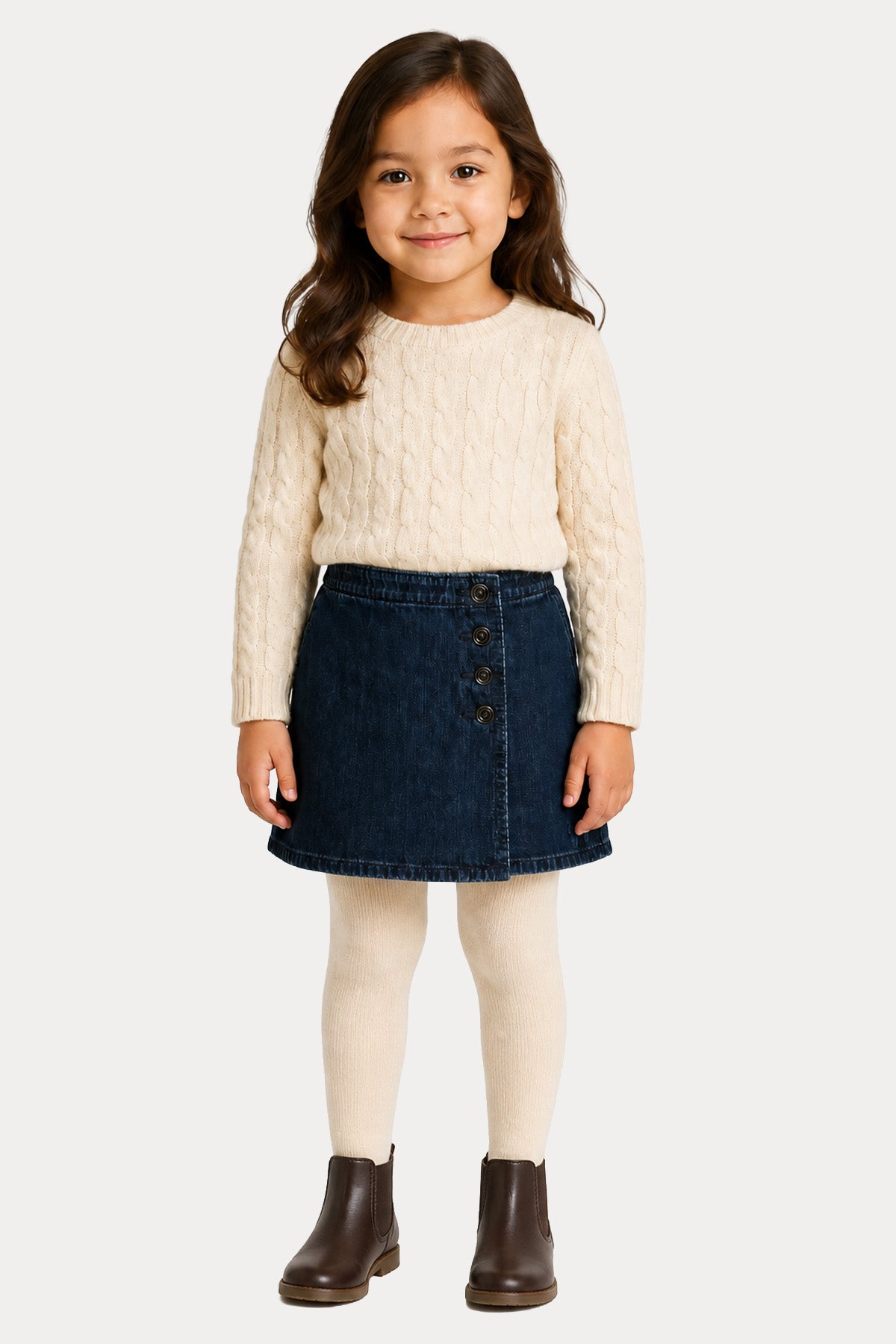 Polo Ralph Lauren Kids 5-6.5 Yaş Kız Çocuk Kruvaze Mini Denim Etek