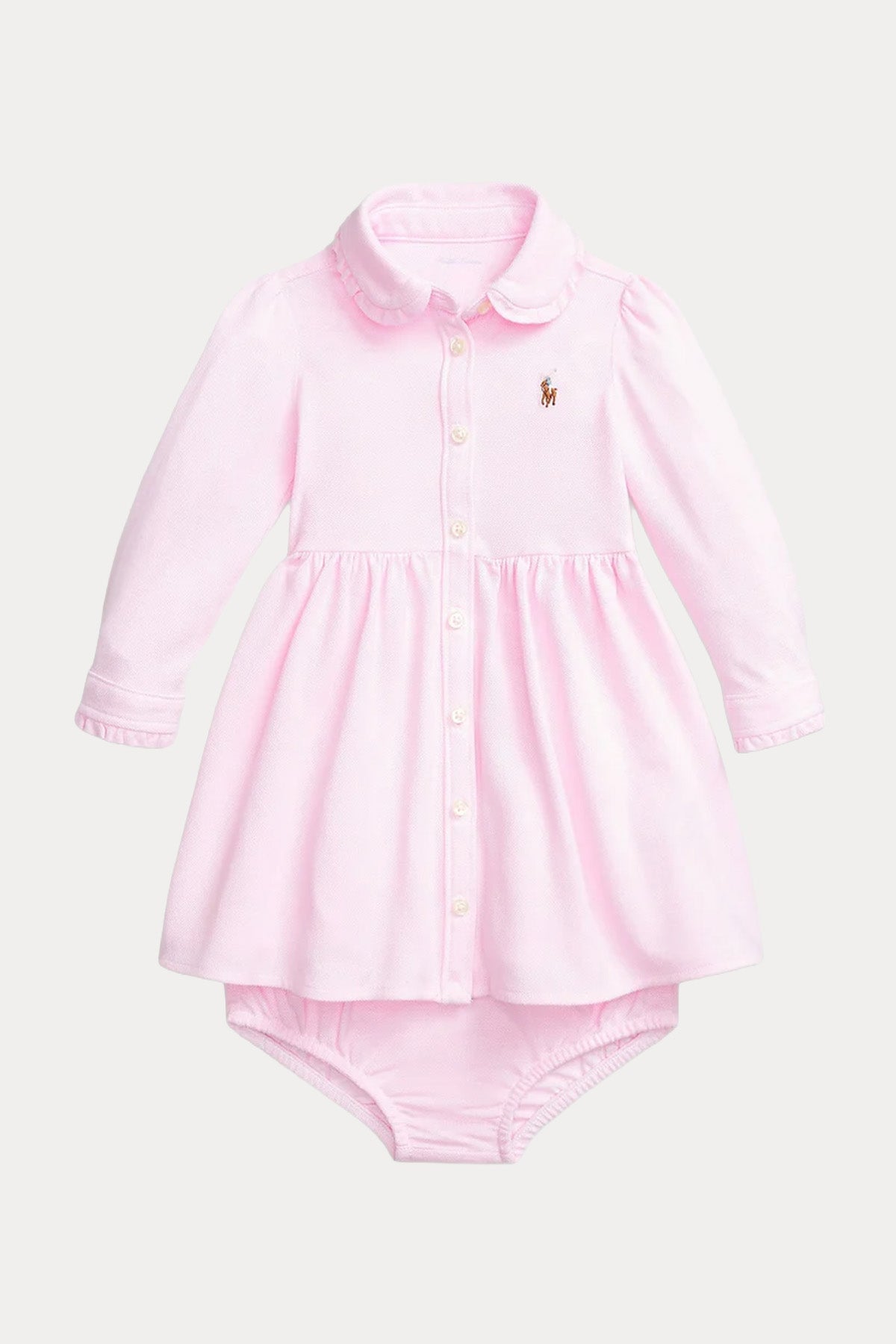 Polo Ralph Lauren Kids 12-18 Aylık Kız Bebek Şortlu Gömlek Elbise