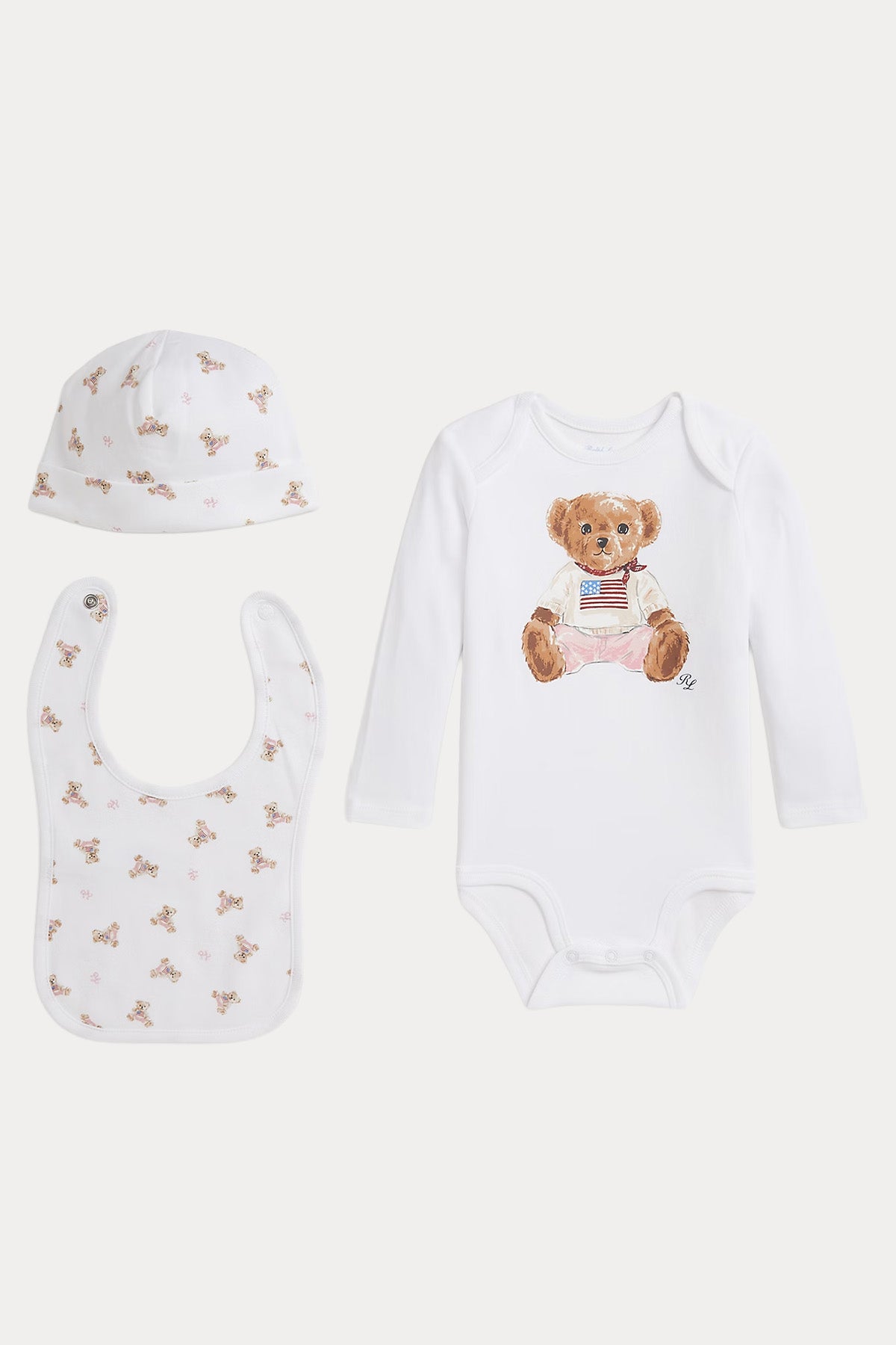 Polo Ralph Lauren Kids Yeni Doğan-3 Aylık Kız Bebek Polo Bear Tulum Set