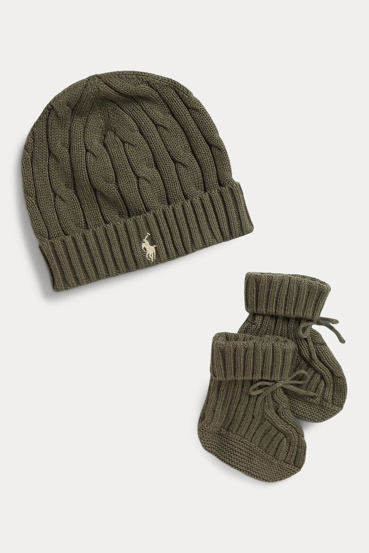 Polo Ralph Lauren Kids 6-9 Aylık Erkek Bebek Saç Örgü Bere Patik Set