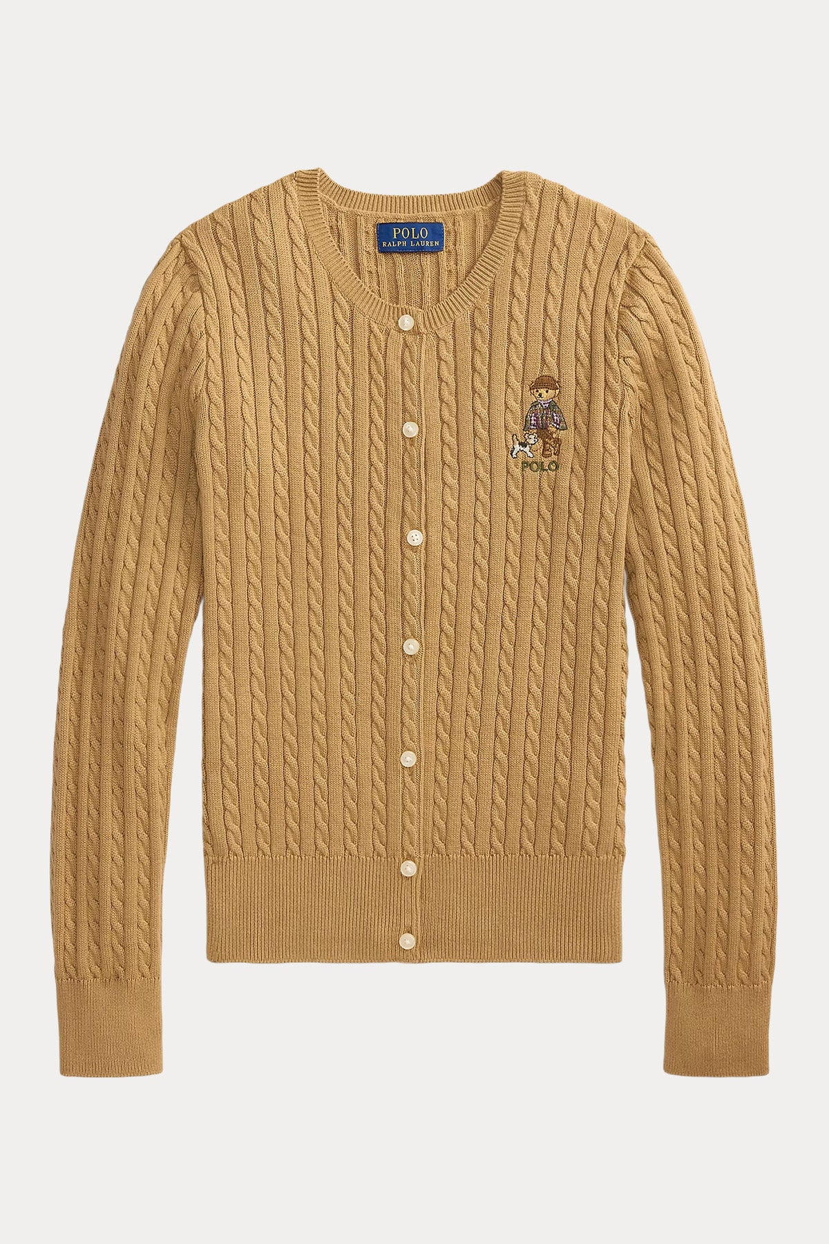Polo Ralph Lauren Kids S-M Beden Kız Çocuk Polo Bear Saç Örgü Triko Ceket